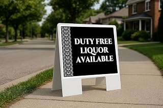 Duty Free Liquor Available Formal Folding Coroplast A-Frame Double Sided 23x23 in. Sign