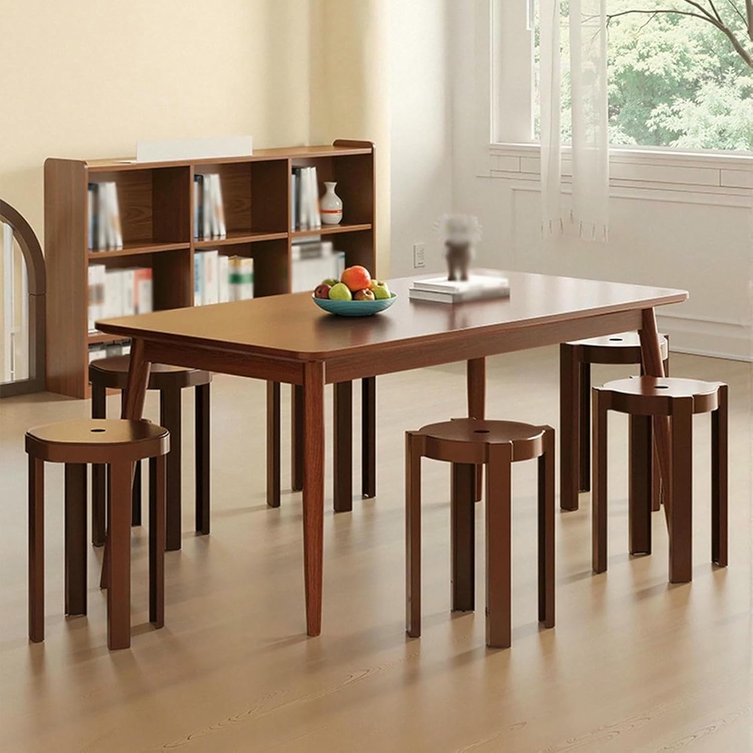 4-in-1 PP Stool,Top Stackable Round Stool,Nesting Hidden Design,Space-Saving Design for Bedroom Living Room Small Spaces