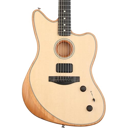Fender American Acoustasonic Jazzmaster Acoustic Electric Guitar, Natural, Ebony Fingerboard, with Gig Bag