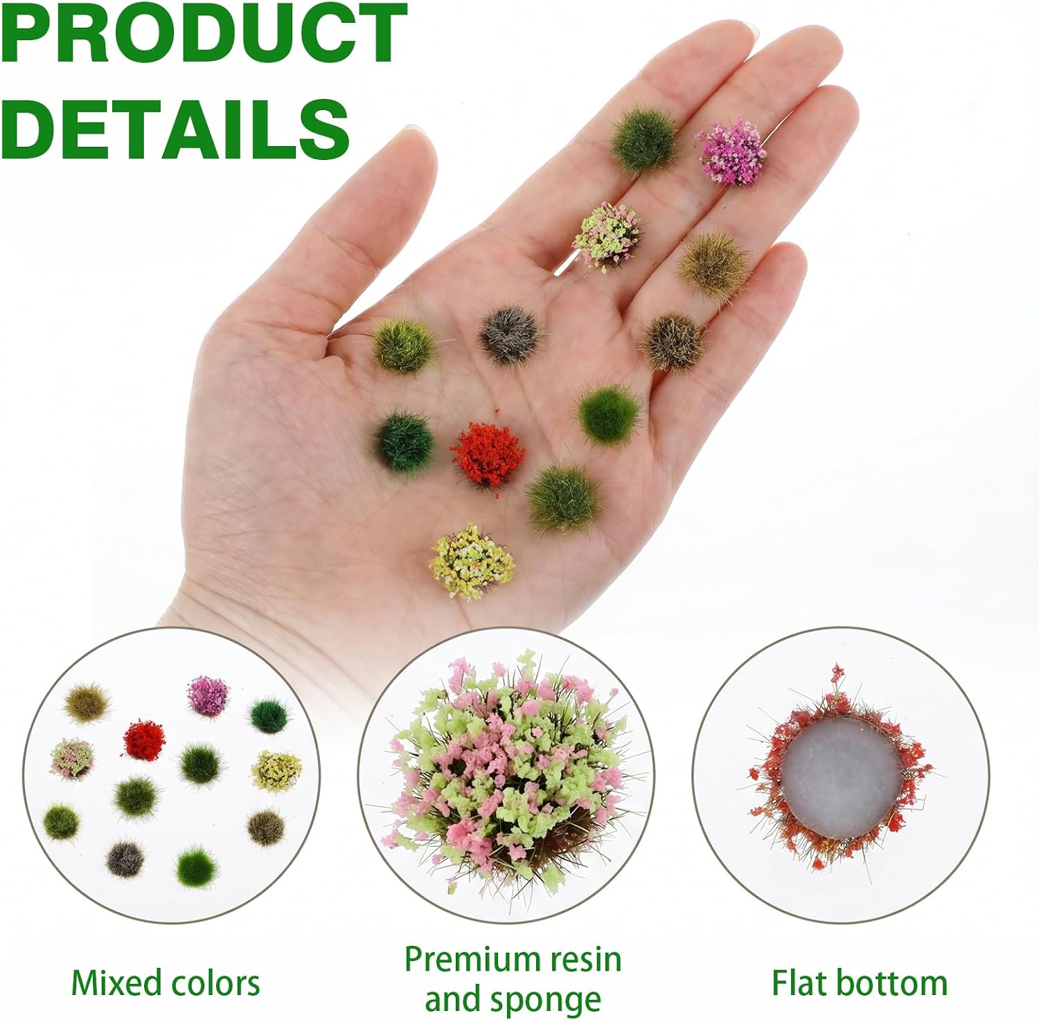 110Pcs Miniature Plants Diorama Supplies, Plants Cluster Scene Accessories | Fade Resistant Nylon, Vivid Realistic Flower Tufts, Fit 1:35-1:87 Scale, Sand Table Train Architectural Miniature Scenery