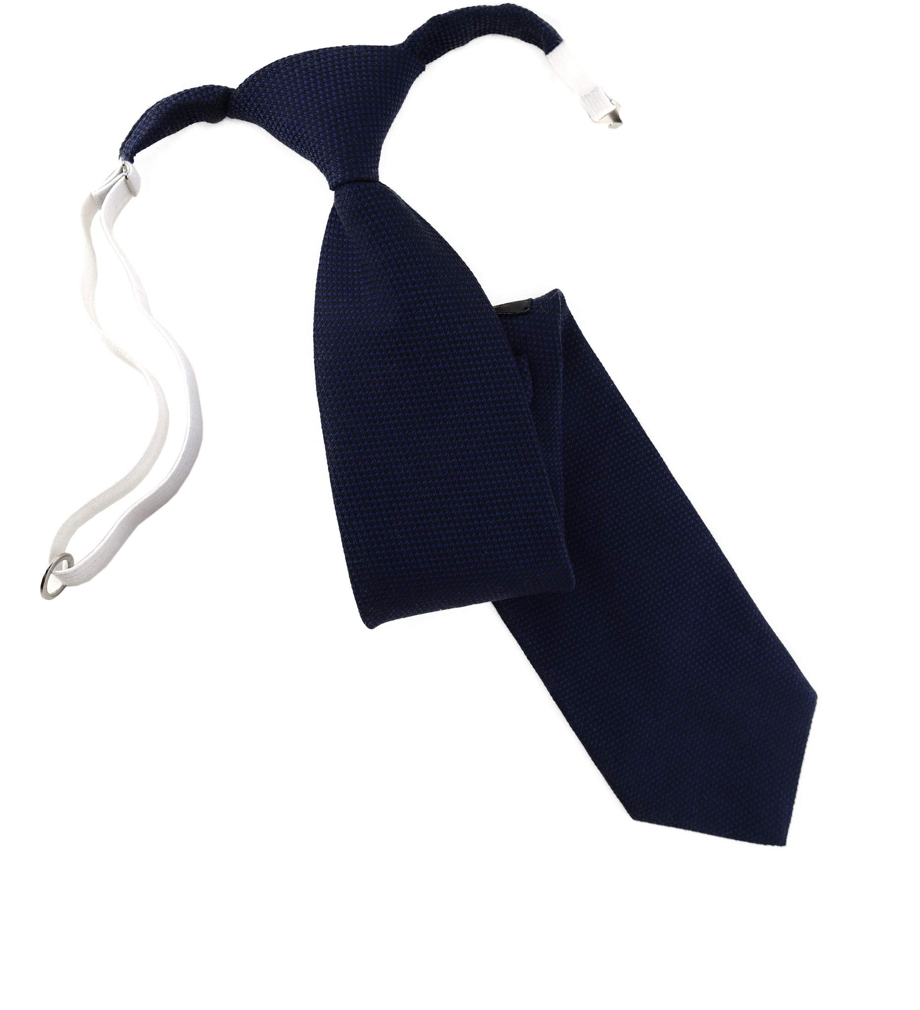 TigerTie Cravate piqué pour enfant à motifs unis – pré-nouée avec élastique