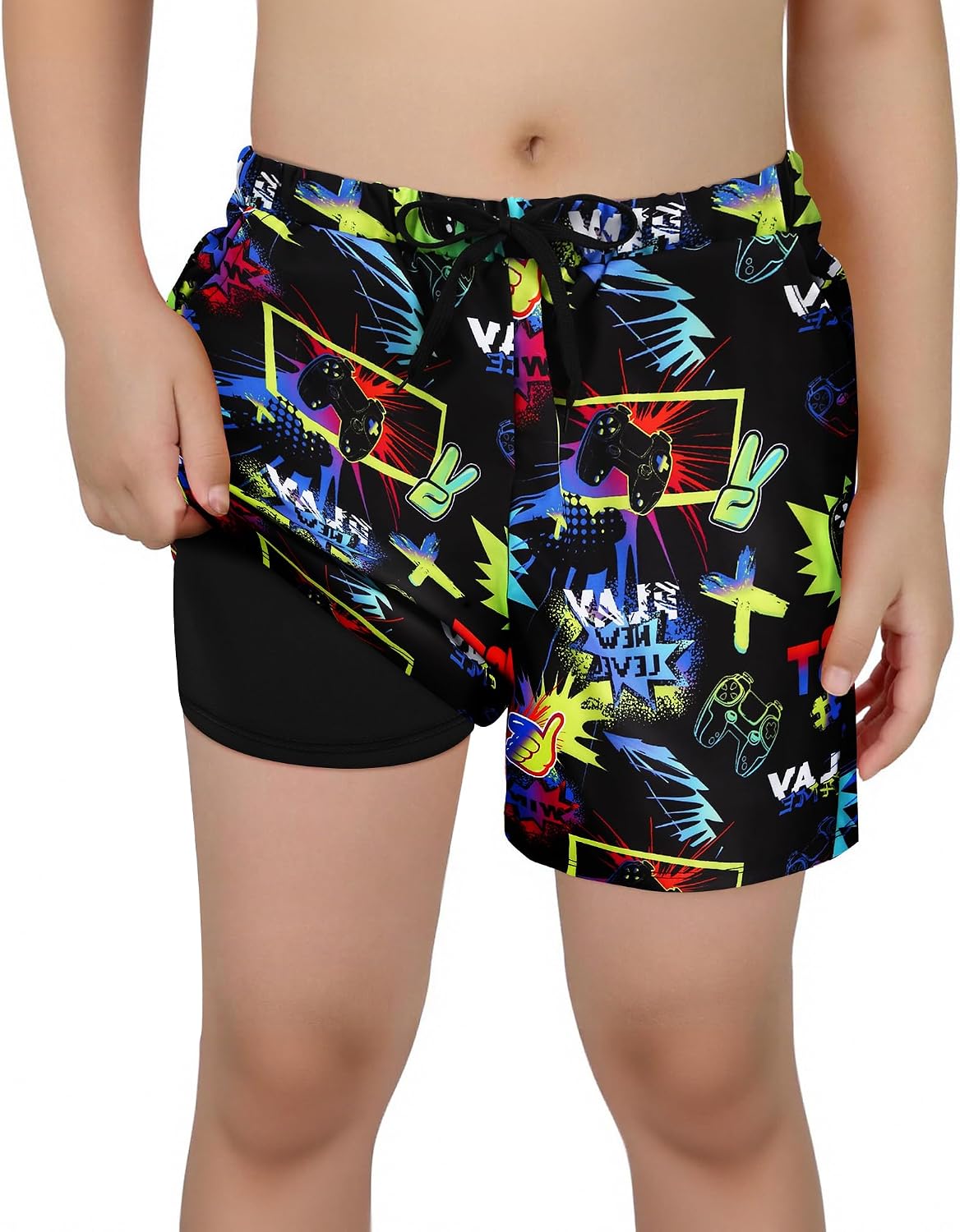 Boys Swim Trunks with Compression Liner Quick Dry Boys Bathing Suit with Pockets for Summer 5-16 Years