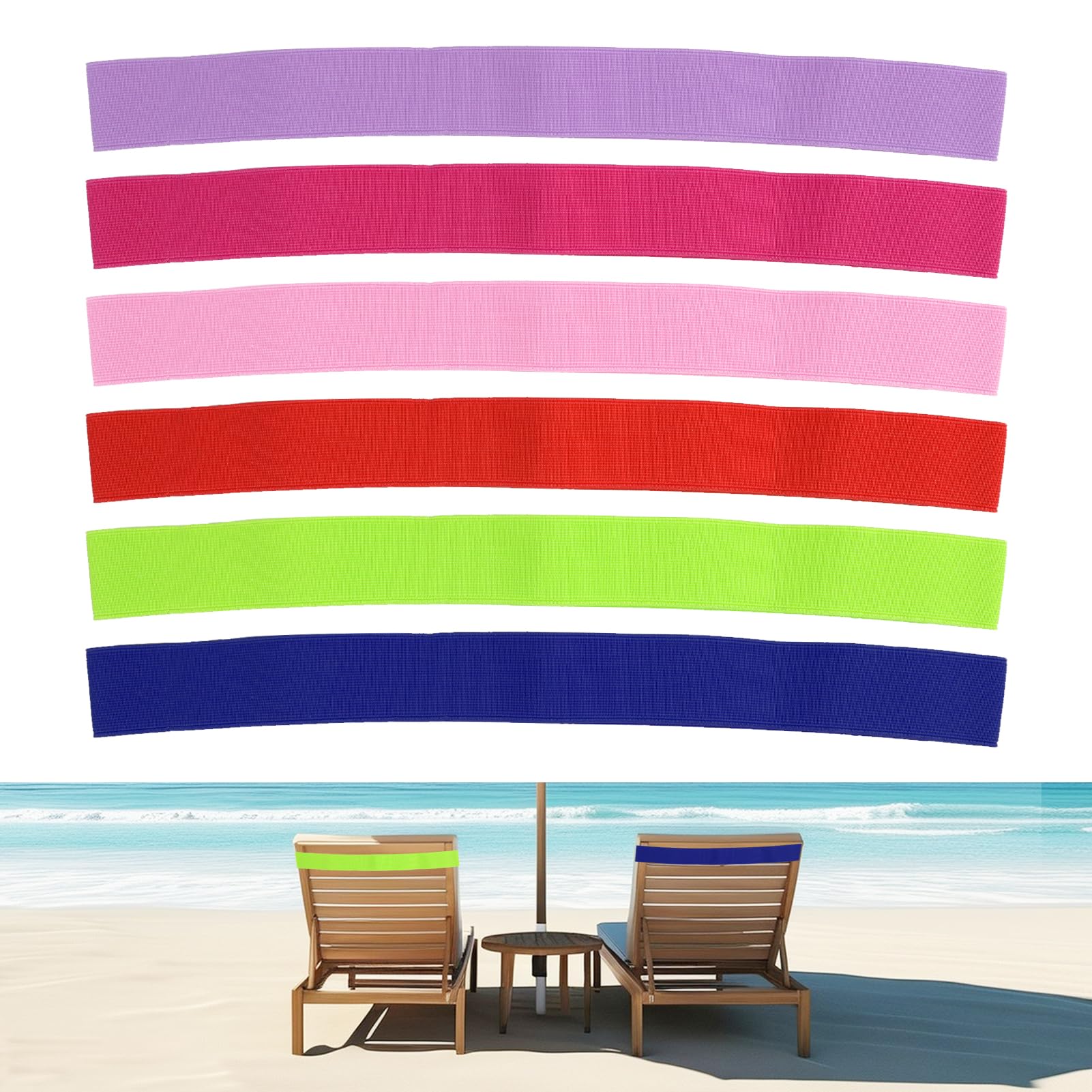 Godtkowty Multicolor 6 Pack Towel Bands For Cruise Beach Sun Lounger Pool Chairs, Extra Durable Stretchable Towel Clips, No Snapping, Essential Accessories For Cruise Ship & Beach