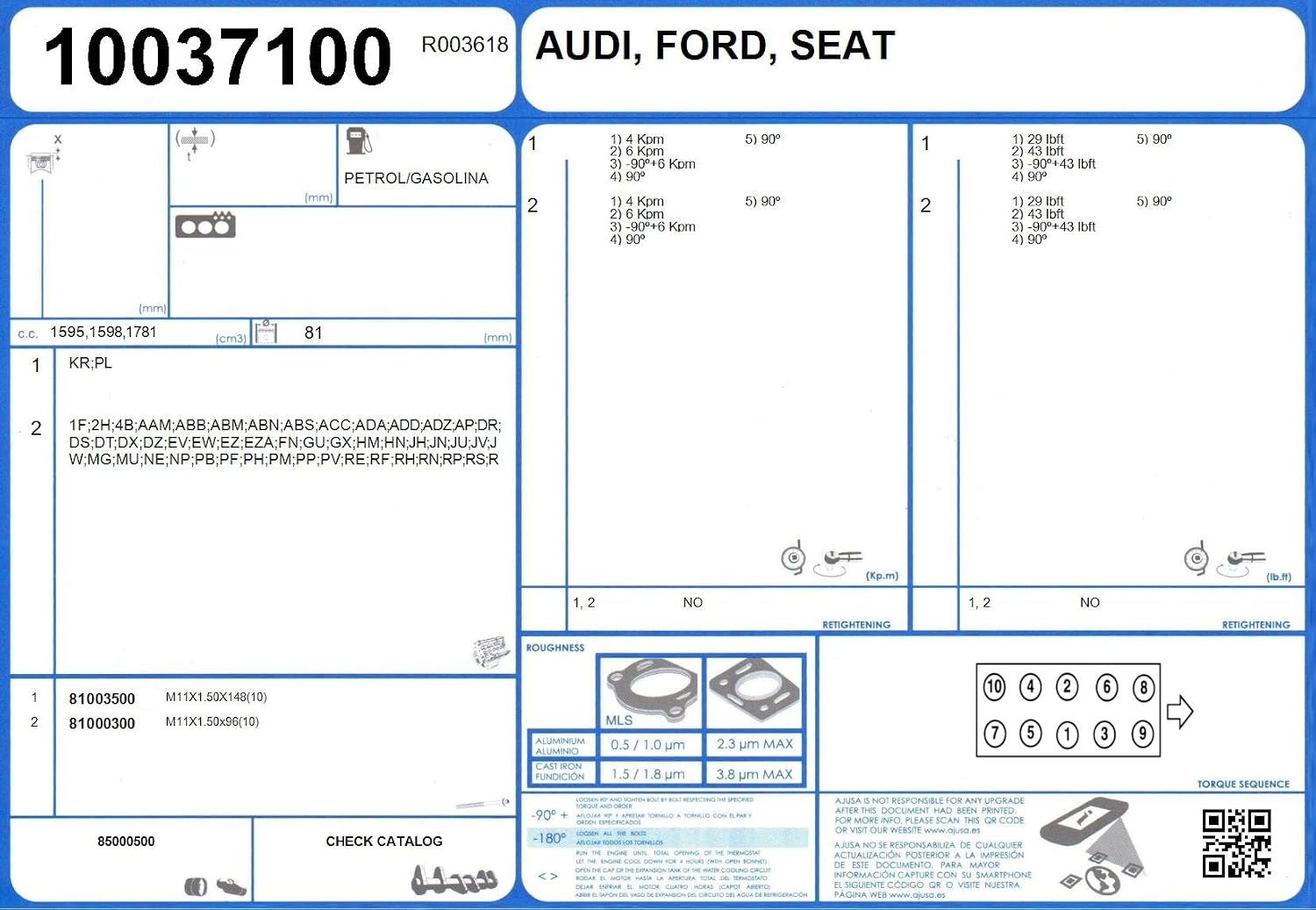 Ajusa 52018300 Gasket Set cylinder head