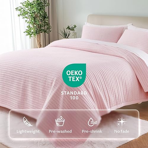 Miniatura 2 de KASENTEX - Juego de edredón de tamaño queen XL, colcha ligera de 3 capas suave y lavada, diseño nórdico minimalista (1 edredón + 2 fundas de