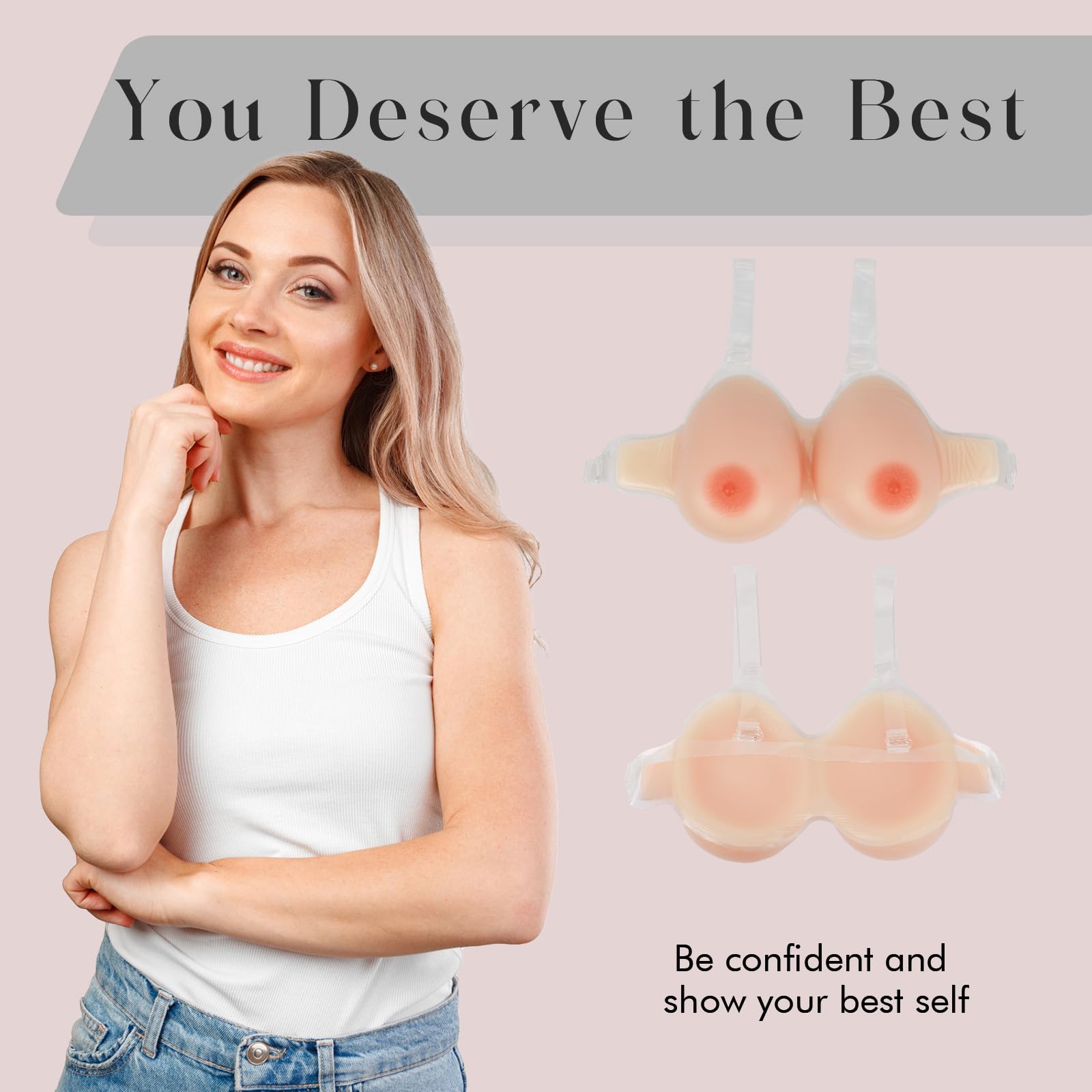 Windsleeping Winsleeping Prothèse Mammaires en Silicone avec Sangle Faux Seins sans Soutien-Gorge Faux Seins avec Bretelles pour Mastectomie et Travesti