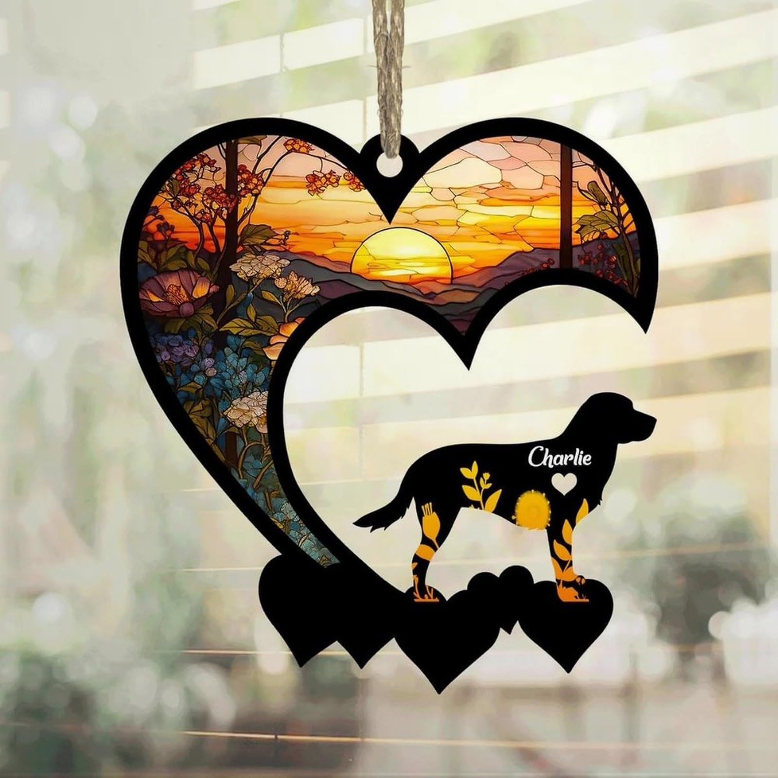 Luckluccy Labrador Retriever Suncatcher,Personalized Memorial With Name,Loss Suncatcher,Dog Remembrance Gift,Memorial Ornament,Sympathy Gift