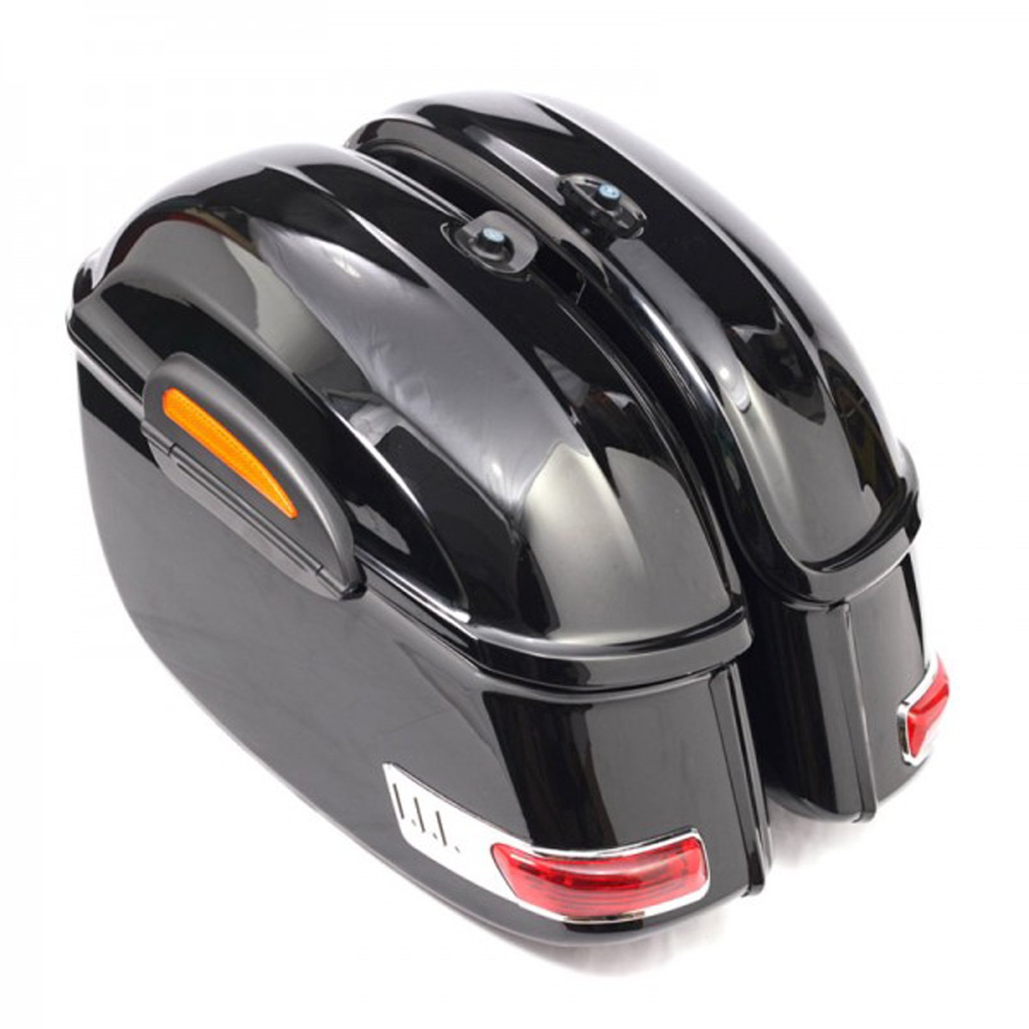 SPAAN Borse laterali rigide moto nero lucido abs per moto custom 50 litri x2 con staffe