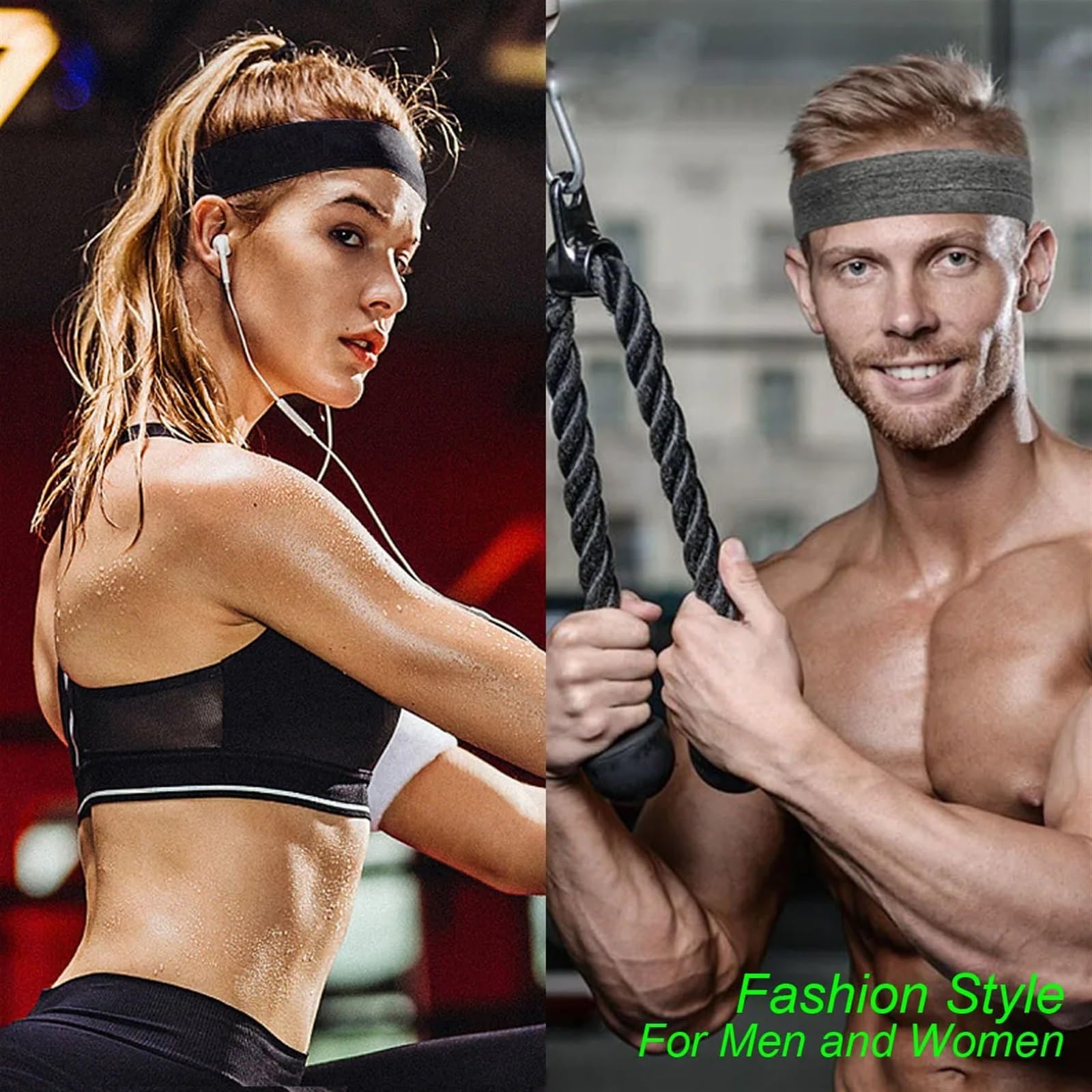 Cinta Pelo Deporte Breathable Yoga Hair Ribbon Sweatband Head Gym Fitness Sports Headbands Running Hair Tape Ribbon Elastic Hair Band Women Men(Sweatband 3pcs C)