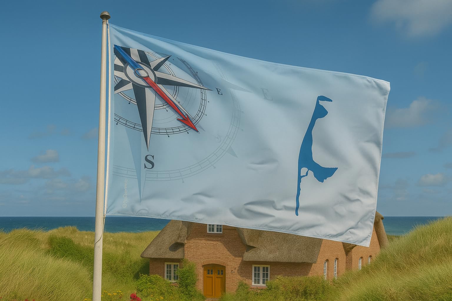 Sylt & Kompas Flaga – orientacja w stylu ultra ścierka na flagę statku/150 x 90 cm