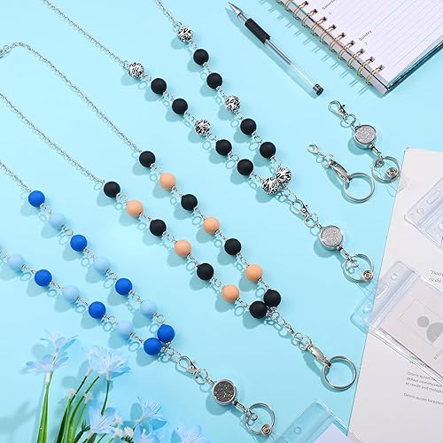Miniatura 3 de Boao 3 cordones de cuentas para insignias de identificación, soporte retráctil con cordón para collar, lindos cordones para el cuello para gafas,