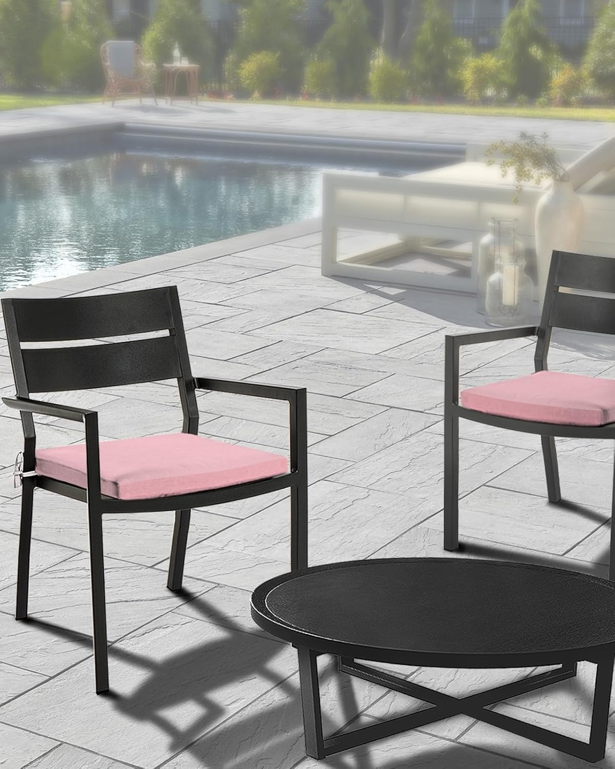 Outdoor Chair Cushion Covers 4 Pack, Pink Waterproof Sofa Couch Covers, Farmhouse Pink Decor Furniture Protector Seat Slipcovers for Patio Garden, 22" x 20"