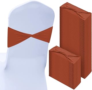 CHENGU 100 Pcs Spandex Chair Sashes Plain Bow Wedding Royal Chair Bands Without Buckle Birthday Decorations Elastic Ties Spandex Slider Sashes for Events Party Ceremony