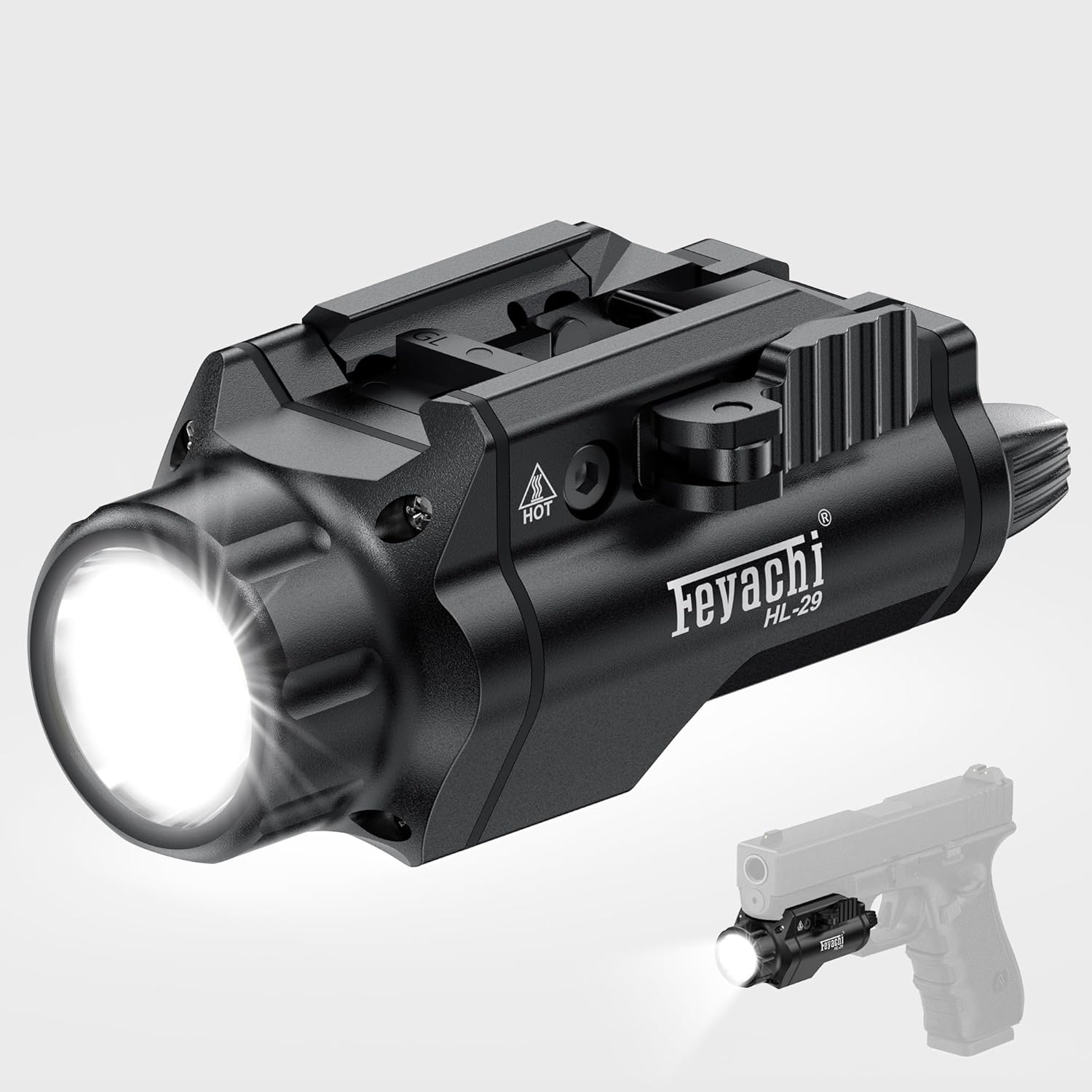 Feyachi Tactical Flashlight – 1500 Lumens Rail Mounted Flashlight, with 5 Interchangeable Picatinny Rail Adapters, Matches A number of Fashions, IPX7 Water-Resistant Pistol Gentle