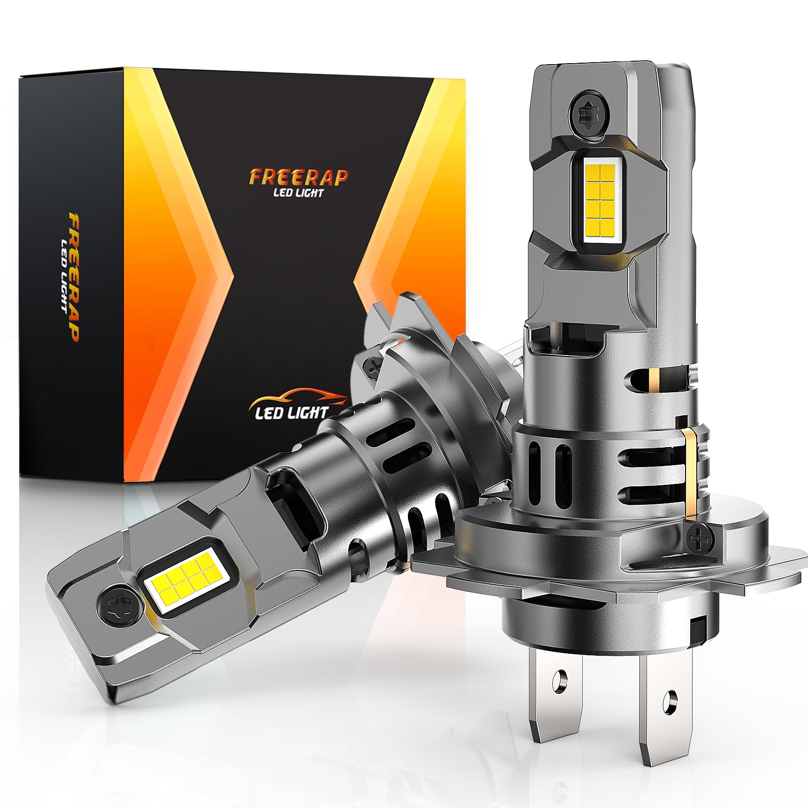 FREERAP H7 LED Headlight Bulb, 100W LED Bulbs with Cooling Fan, 32000LM 6500K 600% Brighter, IP68 Waterproof, 1:1 Size, Plug and Play, Pack of 2(H7)