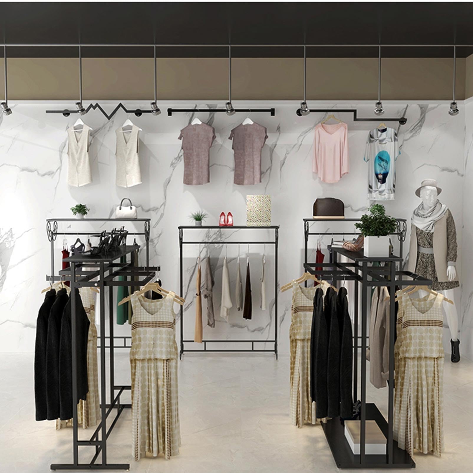 Perchero de Tubo Resistente, Expositor de Ropa para boutiques, Tiendas minoristas y Almacenamiento en el hogar, Perchero Moderno para Tiendas de Ropa, Perchero de Metal independien