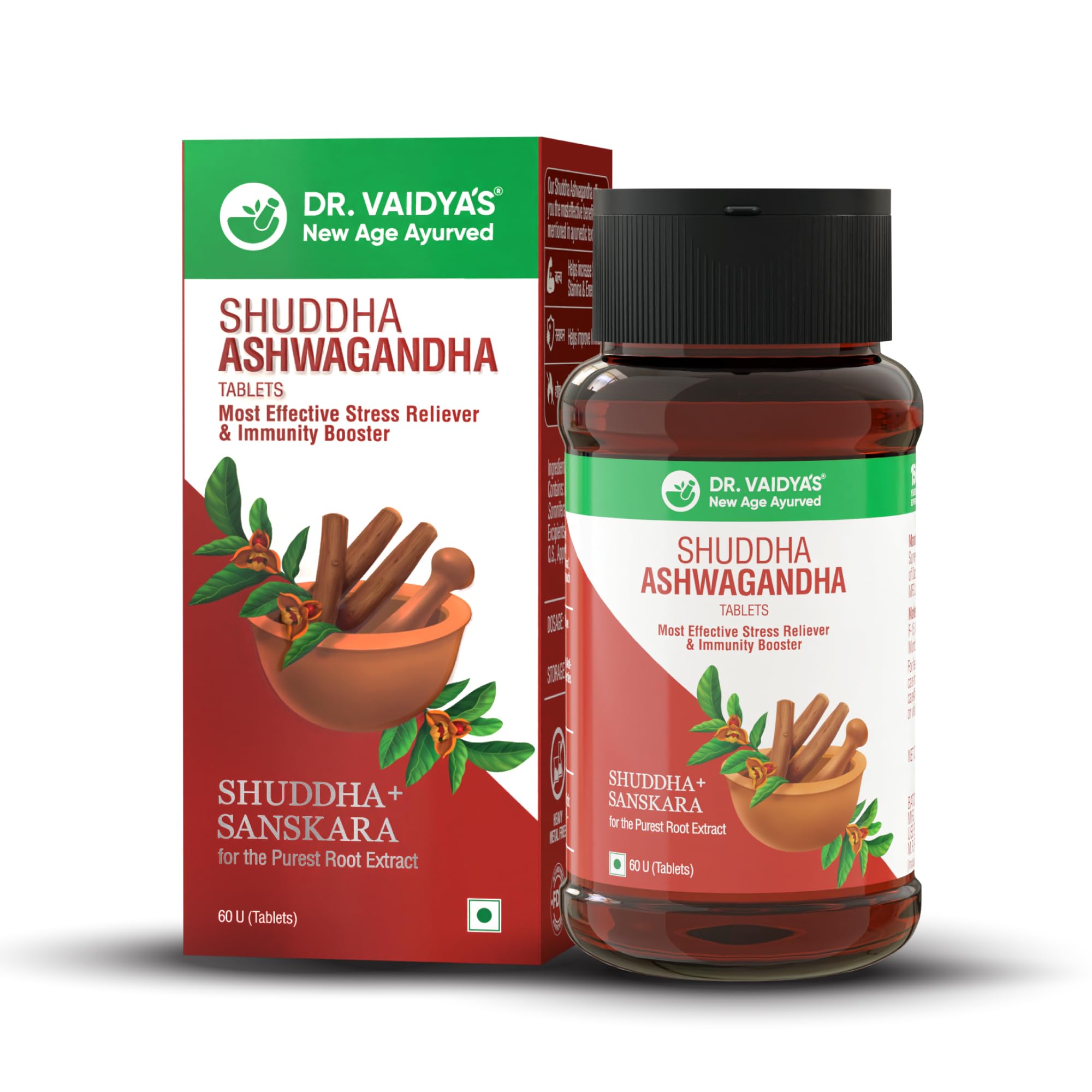 Dr. Vaidyas Shuddha Ashwagandha Tablets | Support Strength, Relieve Stress & Boost Immunity | Improve Sleep With All-Natural Ingredients | (60 Tablets) Pack of 1 (B0CB1FP5YN) Amazon Price History, Amazon Price Tracker