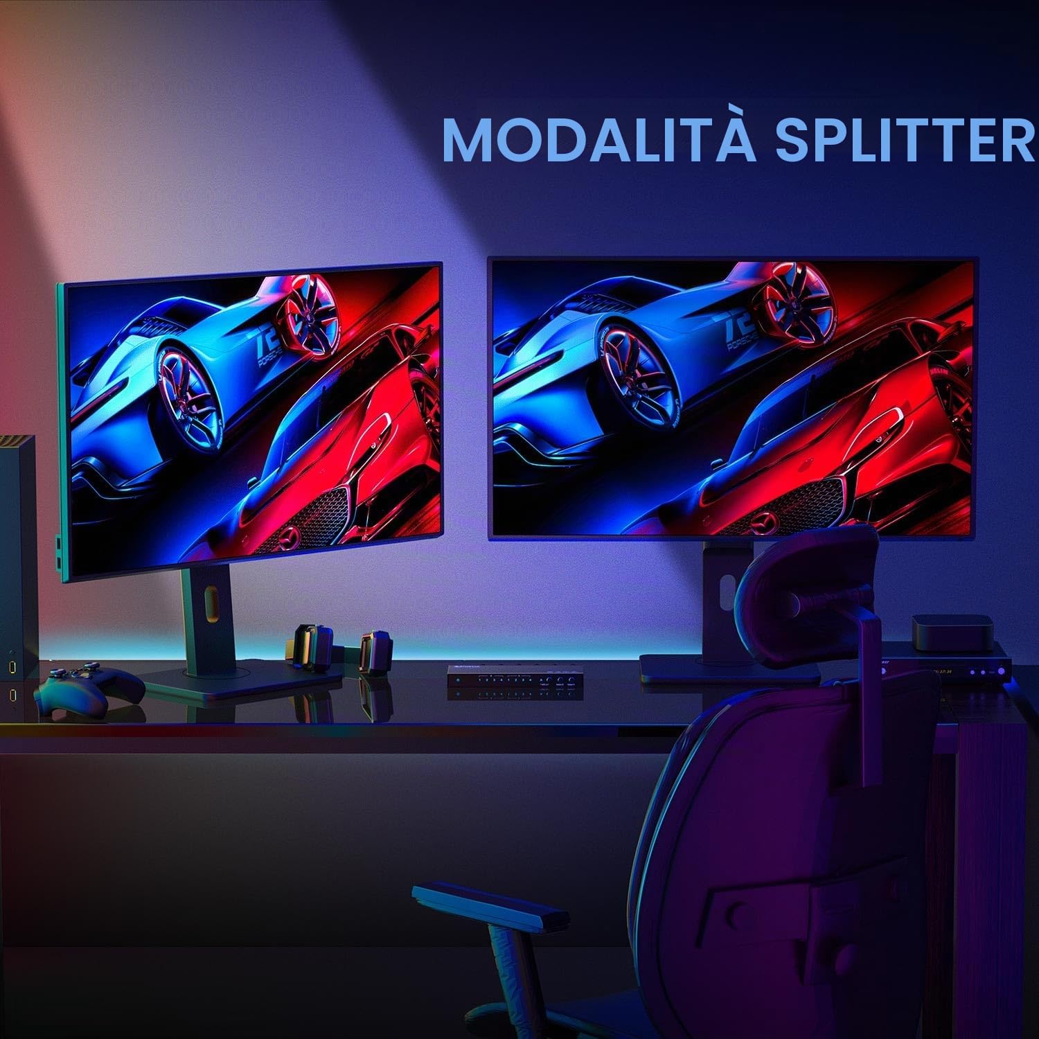 PORTTA HDMI Matrix 4 in 2 Out 4K 60Hz 4: 4: 4, 4x2 Switch Switter con estrattore audio ottico da 3,5 mm, 16 modalità EDID, supporto remoto IR HDMI 2.0b, HDCP 2.2/2.3, HDR, ARC, 3D, 18GBP - Downscaler