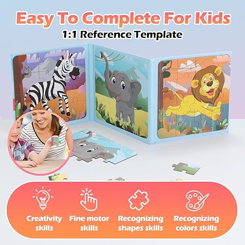 Miniatura 6 de Rompecabezas magnéticos para niños de 3, 4, 5, 6 años, rompecabezas para niños de 4 a 8 años, rompecabezas para niños de 2 a 4 años, libro de