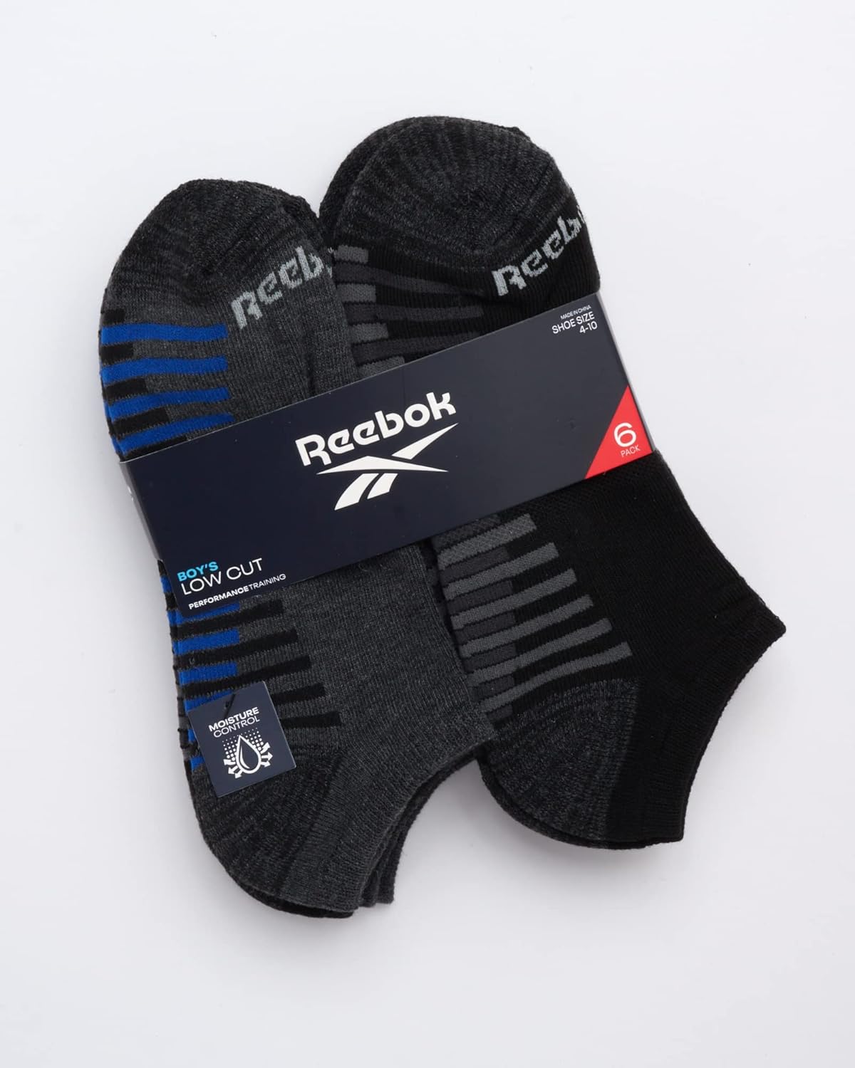 Reebok Boys Ankle Socks - 6 Pack Moisture-Wicking Low Cut Athletic Low Cut Socks for Boys with Arch Support (Sizes: S-L) - Image 2