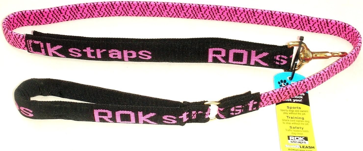 ROK Strap Leash for Pets, Pink/Black
