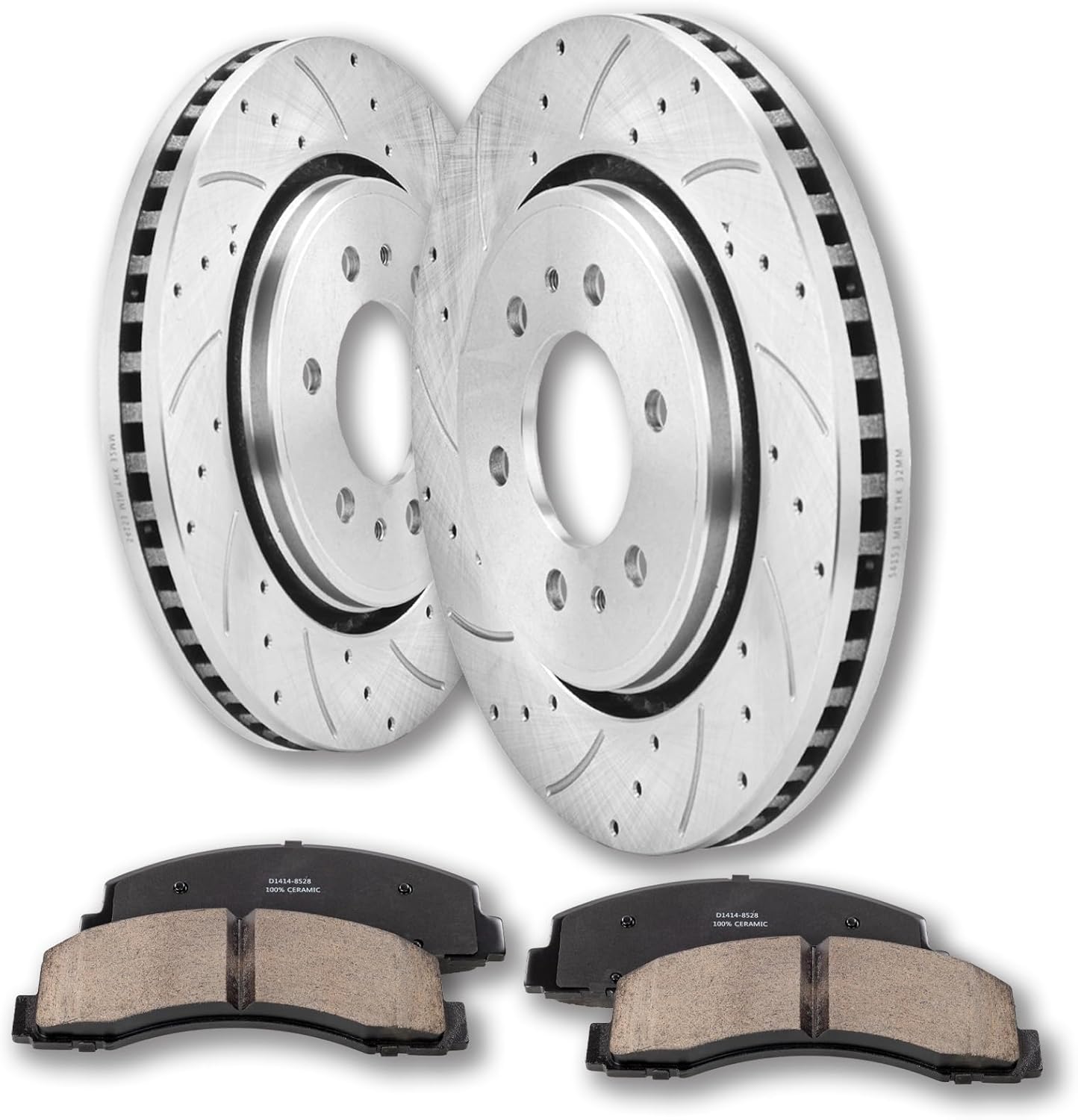 SUNROAD 13.78 in Front Brake Rotors and Pads Replacement for Ford F150 2010 2011 2012 2013 2014 2015 2016 2017 2018 2019 2020 2021 Drilled&Slotted Brake Kit Compatible with Lincoln Navigator 2010-2021