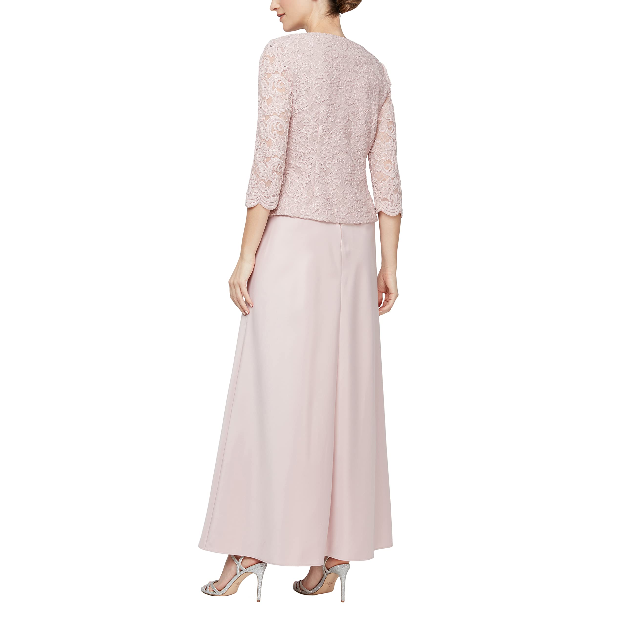 Alex Evenings Women's Two Piece Dress with Lace Jacket (Petite and Regular Sizes), Blush