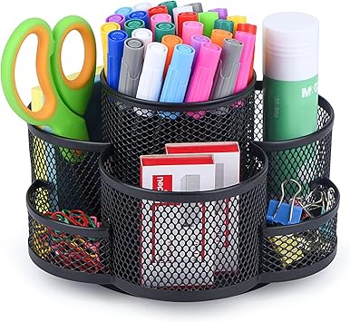 Topwey Pen Holder for Desk, 360 Rotating Pencil Holder, Cup Holder for Desk Office, Desk Organizers and Accessories in Black
