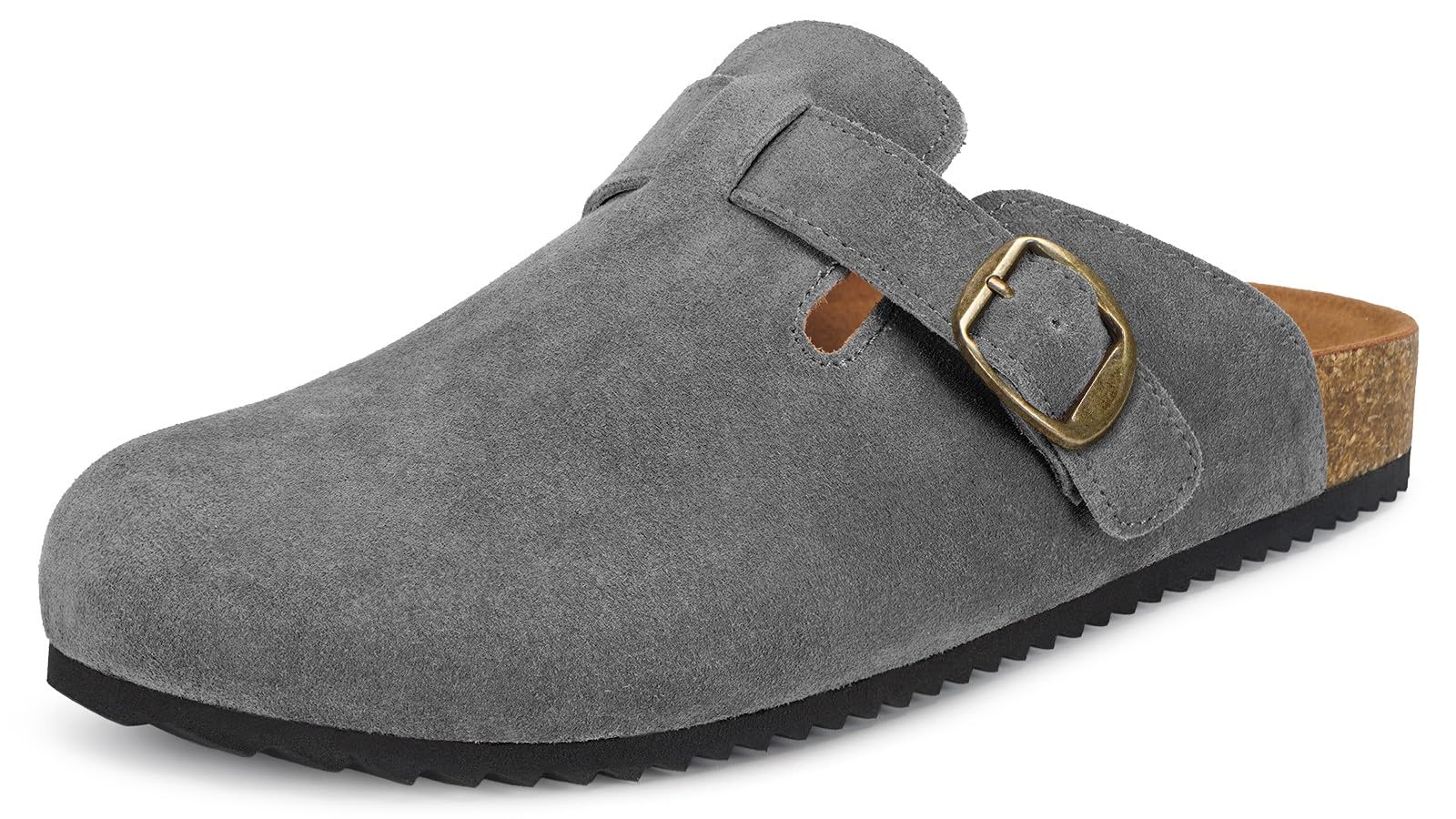 Womens Suede Clogs Mens Genuine Leather Mules Cork Footbed Sandals with Arch Support-image-17