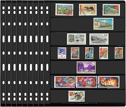 7 Rows Stamp Collecting Album Pages, 30 Sheets Stamp Sleeves, Stamp Album Binder with Standard 9 Hole