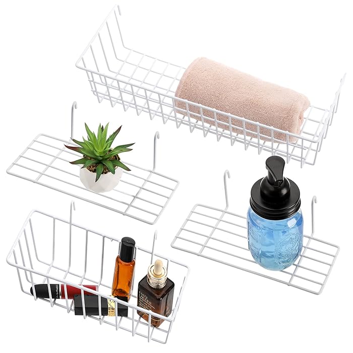 Buy Cedilis Set of 4 Wall Grid Basket, Wire Straight Shelf, Metal Wall