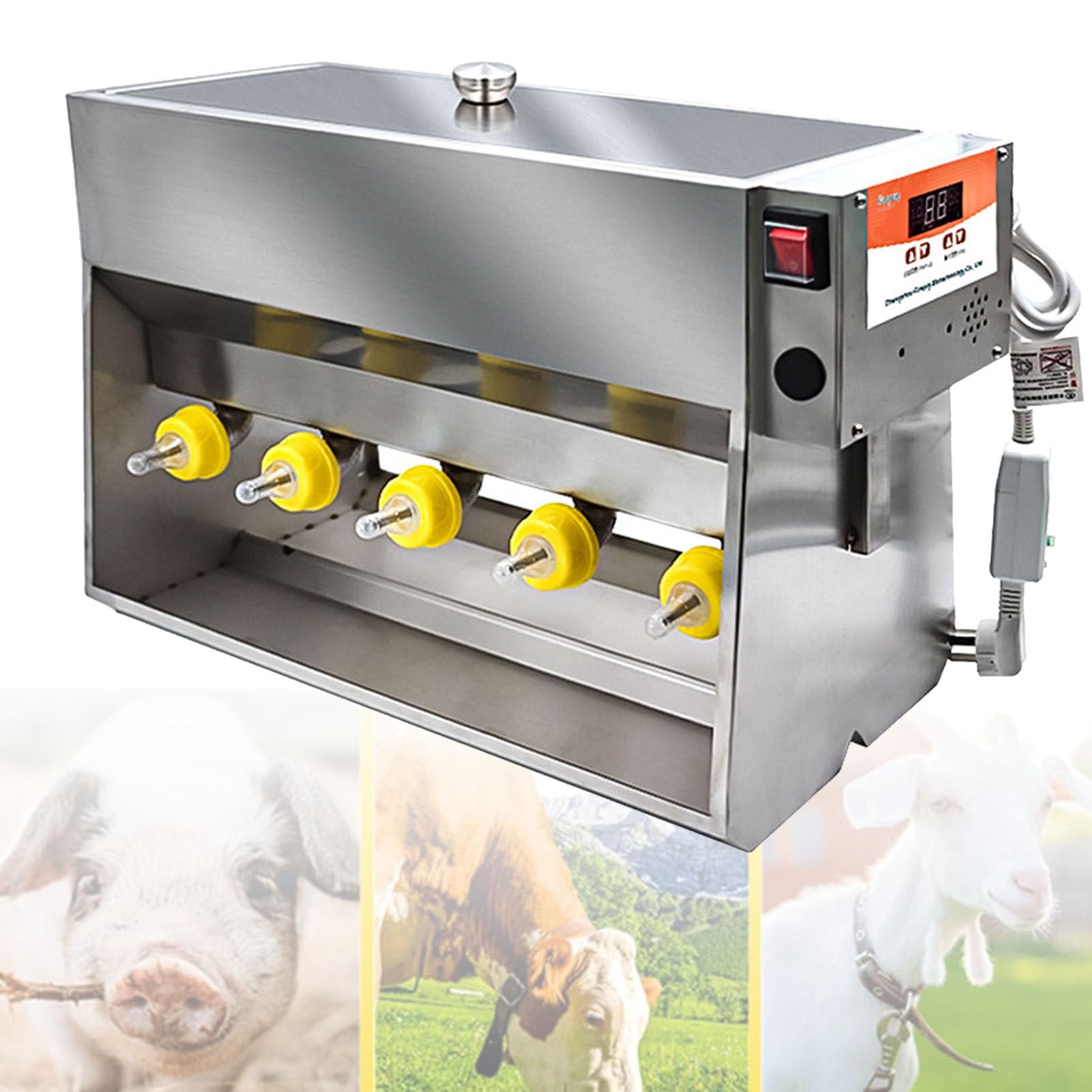 Mangiatoia per latte di maiale con simulazione del suono, macchina di alimentazione automatica, struttura in acciaio inossidabile ispessito, scatola per latte di grande capacità con capezzoli