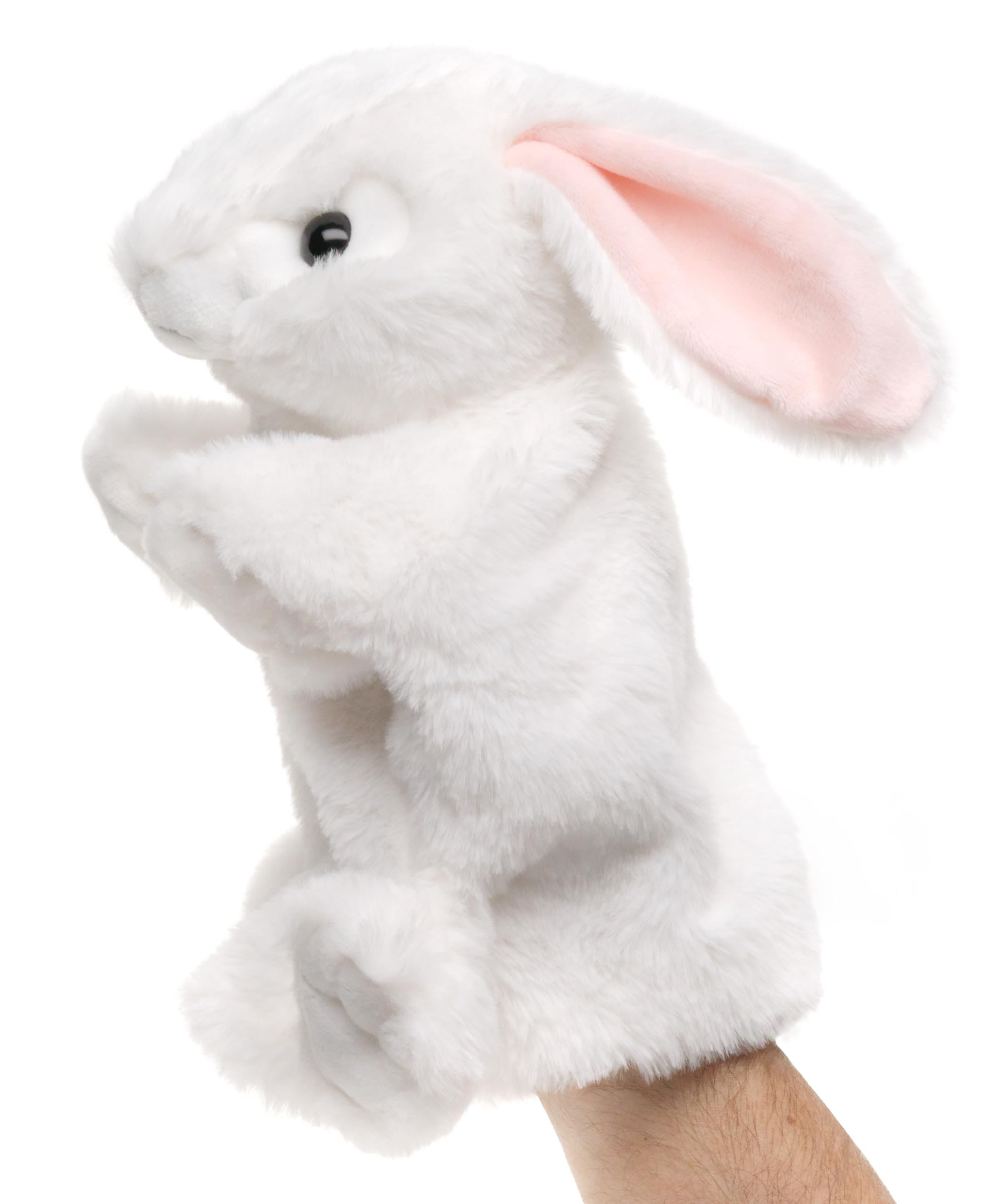 Uni-Toys - Handpuppe Hase (weiß) - 24 cm (Höhe) - Plüsch-Puppe, Kaninchen - Plüschtier, Kuscheltier - 1
