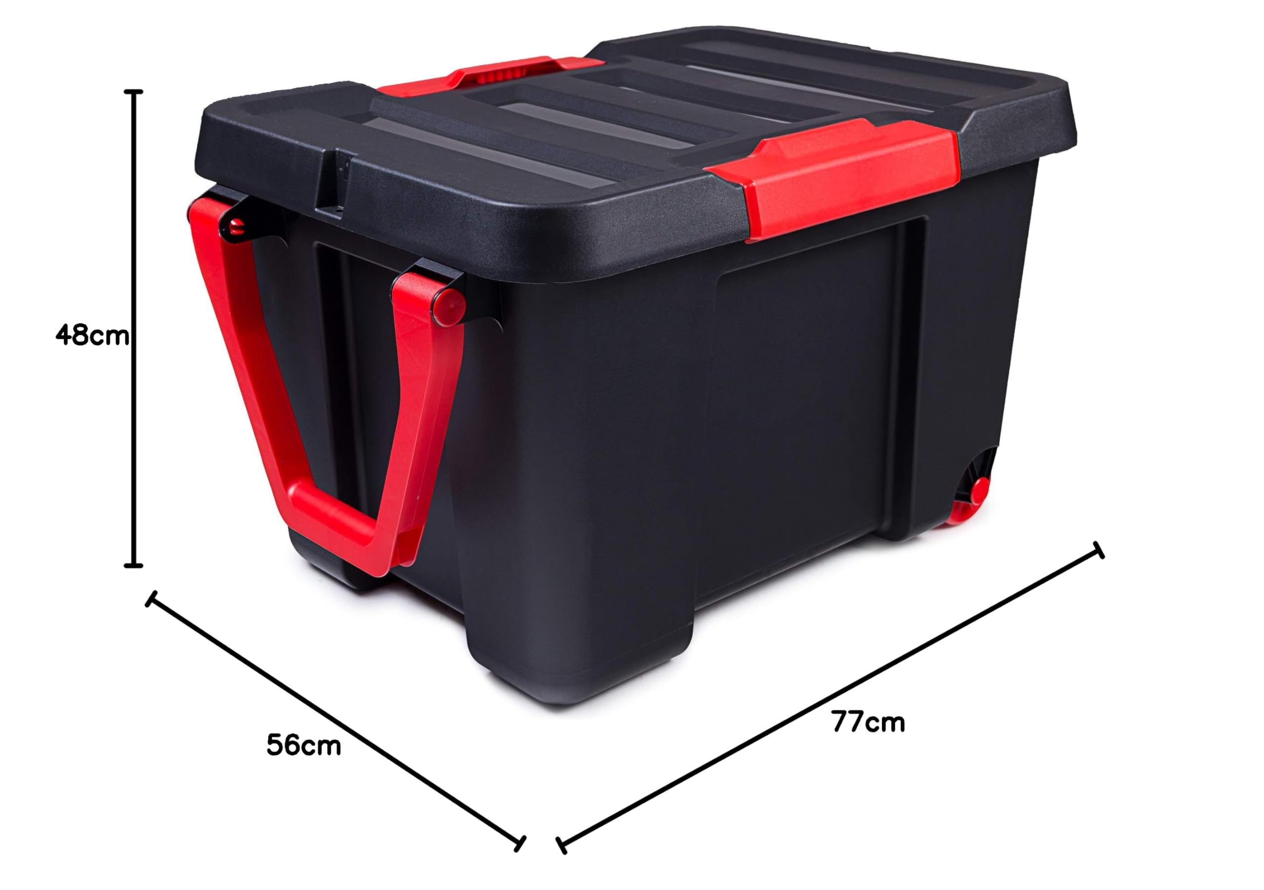 Ondis24 Aufbewahrungsbox mit Deckel Malle, Stapelbox Kunststoff, Werkzeugkasten rollbar, Transportbox 120L, abschließbar