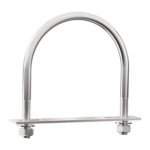 FOCMKEAS Pernos en U redondos de acero inoxidable 304 de 4.02 pulgadas (4.016 in) de ancho interior 5.08 pulgadas de longitud M8 con tuercas, placa