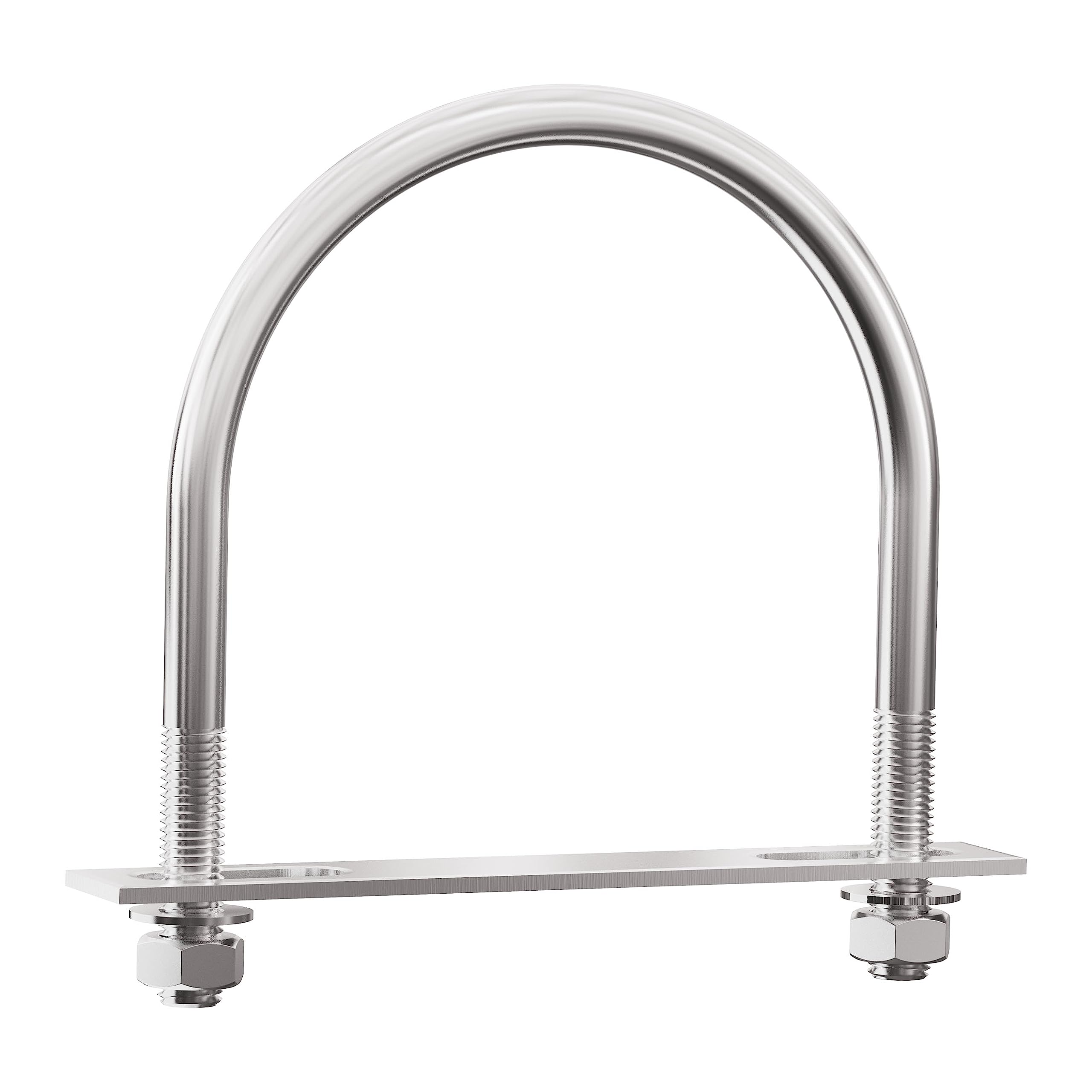 FOCMKEAS 304 Stainless Steel Round Bend U-Bolts 4.25"(108mm) Inner Width 5.31"(135mm) Length M8 with Nuts, Frame Plate, Washers, Accessories for Boat