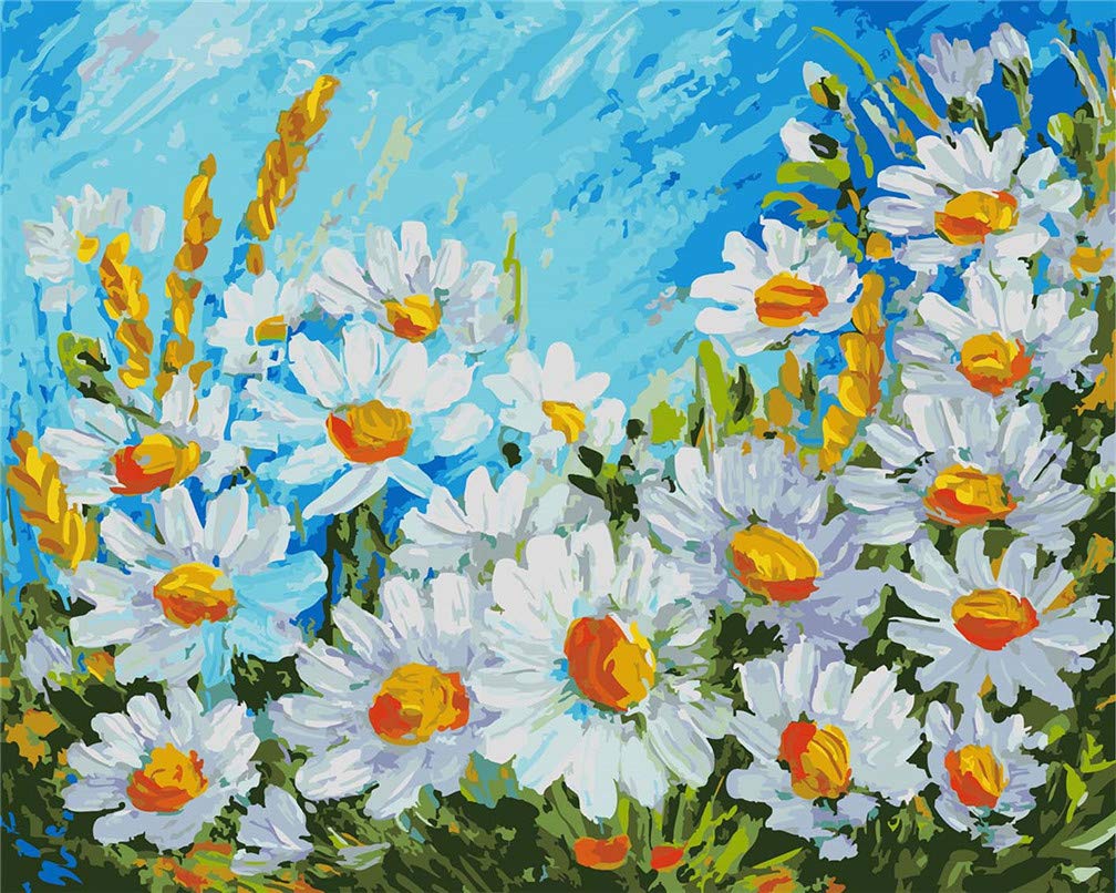 WANMIU Paint by NumbersInk - Kit di pittura a forma di coniglio bianco, per adulti, bambini, principianti, 40 x 50 cm, con pennelli, pittura fai da te per la decorazione della casa