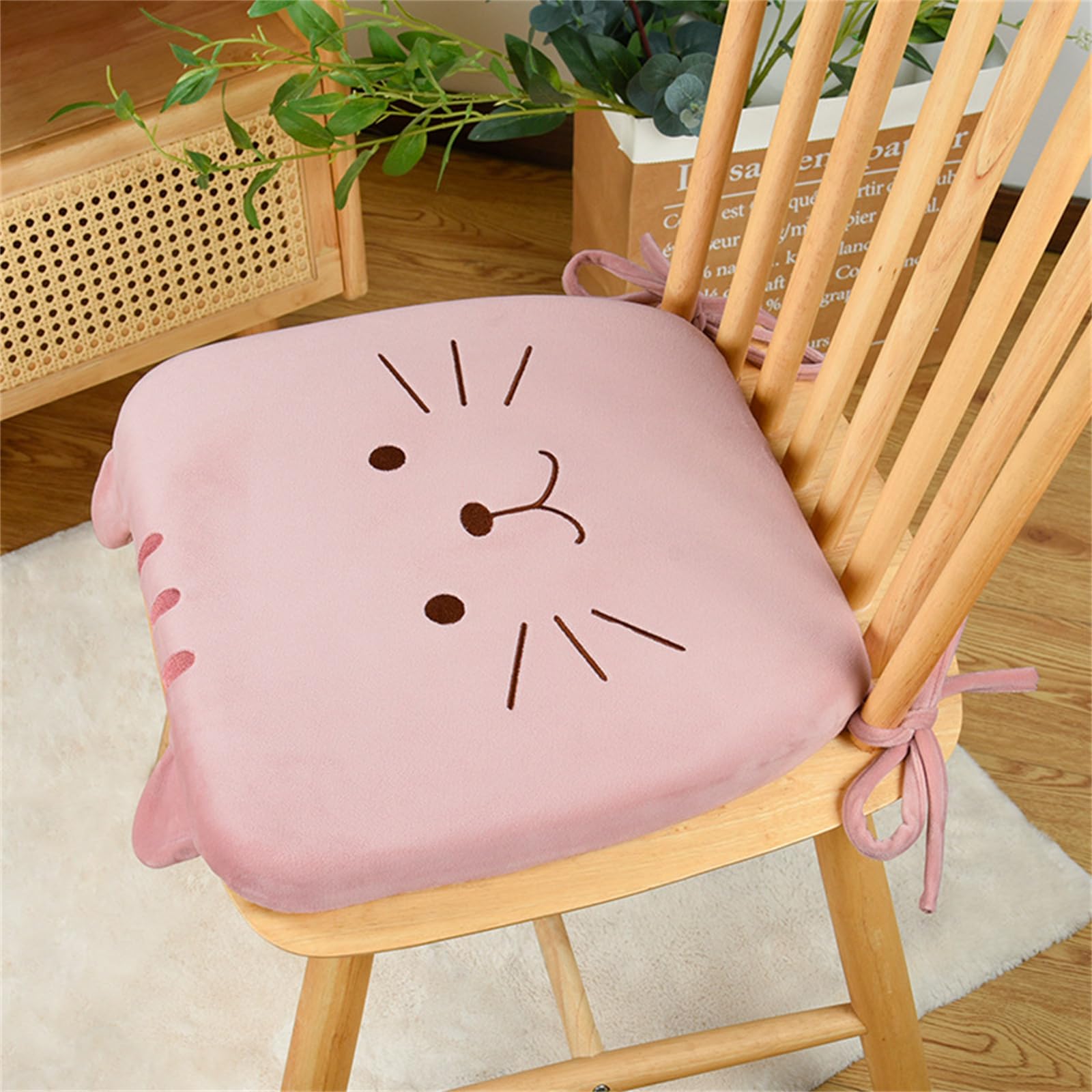 Cartoon Katzen Stuhlkissen, Sitzkissen Kinder Stuhl, Sitzkissen Viereckig Stuhlkissen Kinder, Memory Foam Sitzkissen, Herausnehmbar Und Waschbar Weiches Personalisiert Kissen (Rosa,36x38x4 cm)