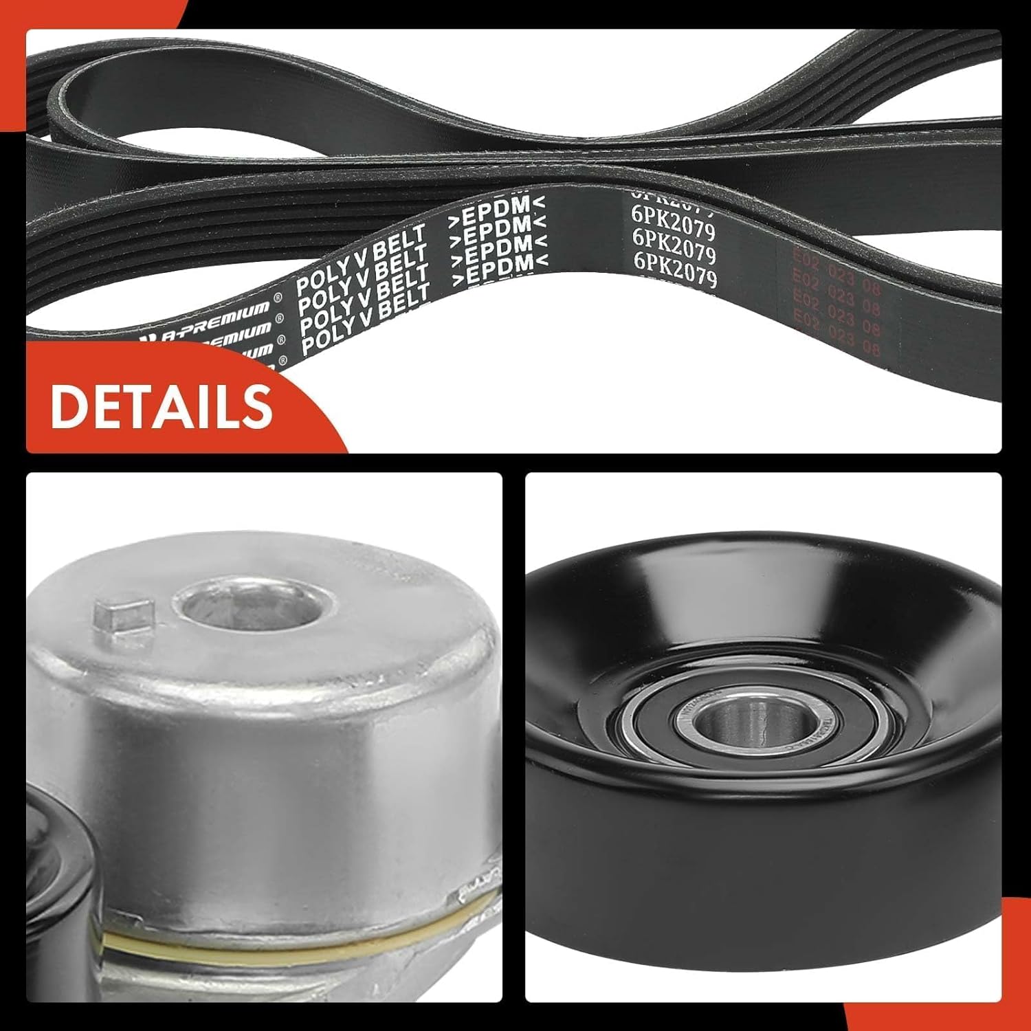 A-Premium Engine Serpentine Belt Drive Kit with Tensioner & Idler Pulley Compatible with Ford Ranger 1998-2001 L4 2.5L & Mazda B2300 1995-1997 L4 2.3L, B2500 1998-2001 L4 2.5L - SOHC, Gas