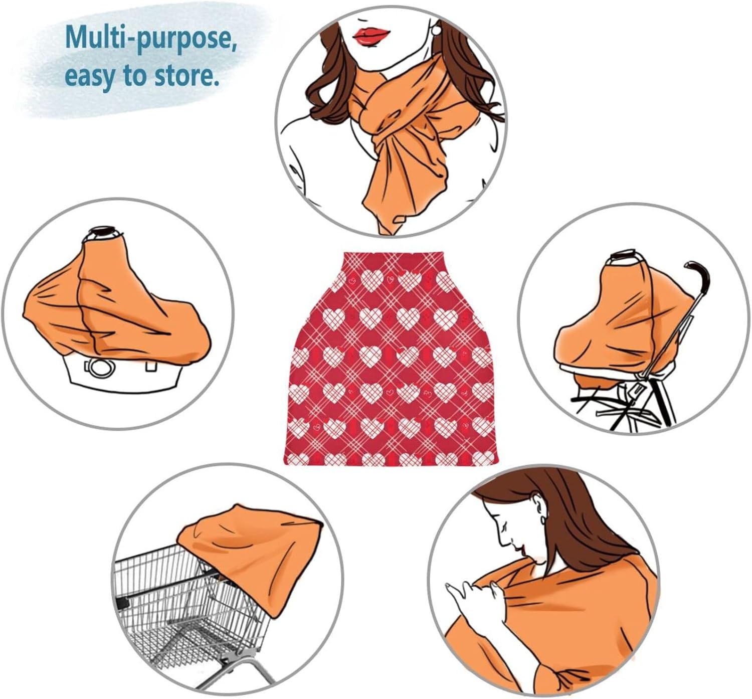 Lyeorm Red Hearts Car Seat Covers for Babies Breathable Nursing Breastfeeding Cover Multi-Use Infant Carseat Canopy and Stroller Cover for Boys Girls 8 71xuxaf AzL. AC SL1500