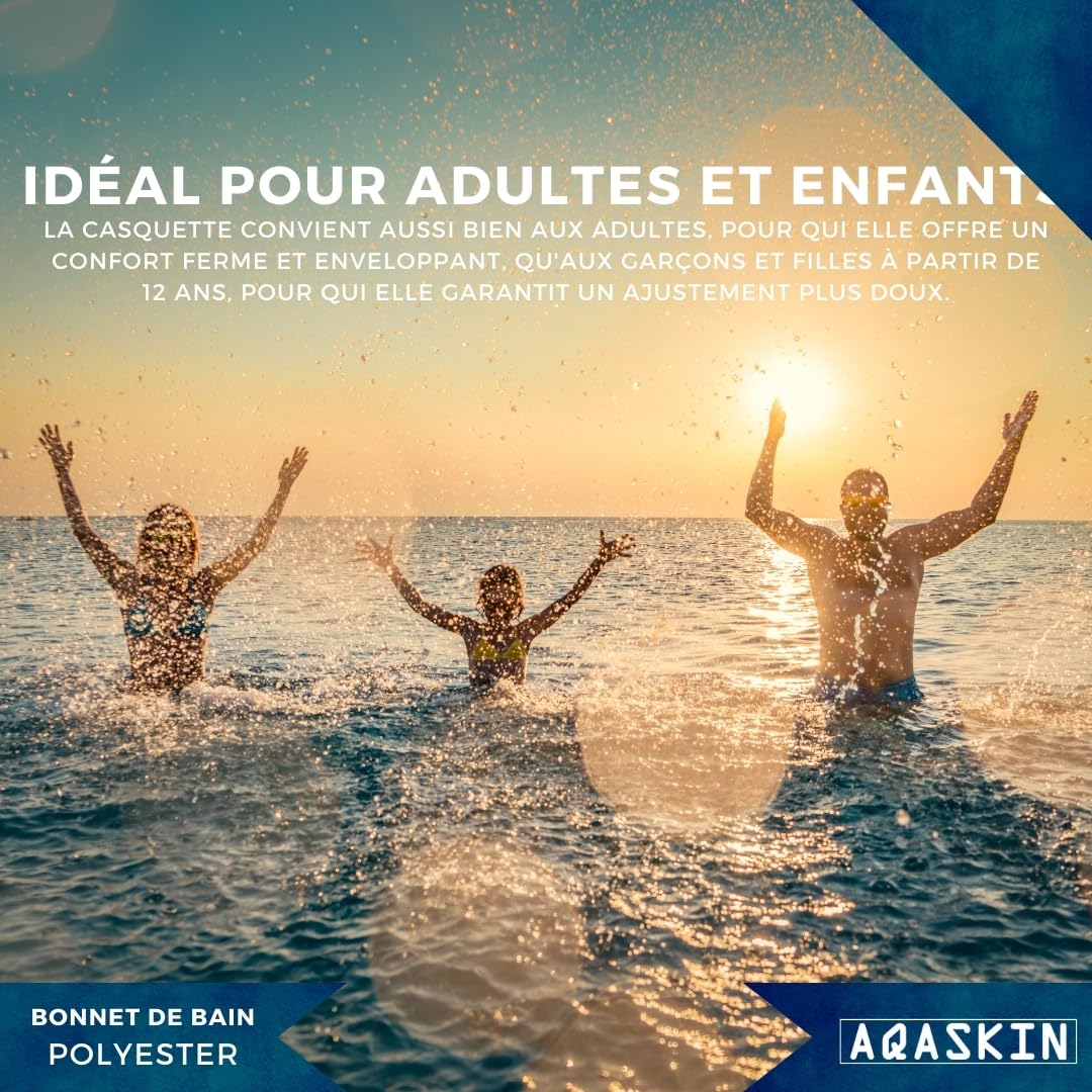 Bonnets de Bain Professionnels en Polyester Bicolore - 50 pièces - Bonnet de Bain Unisexe en Polyester, Bonnets d'aquagym pour Adultes et Adolescents.