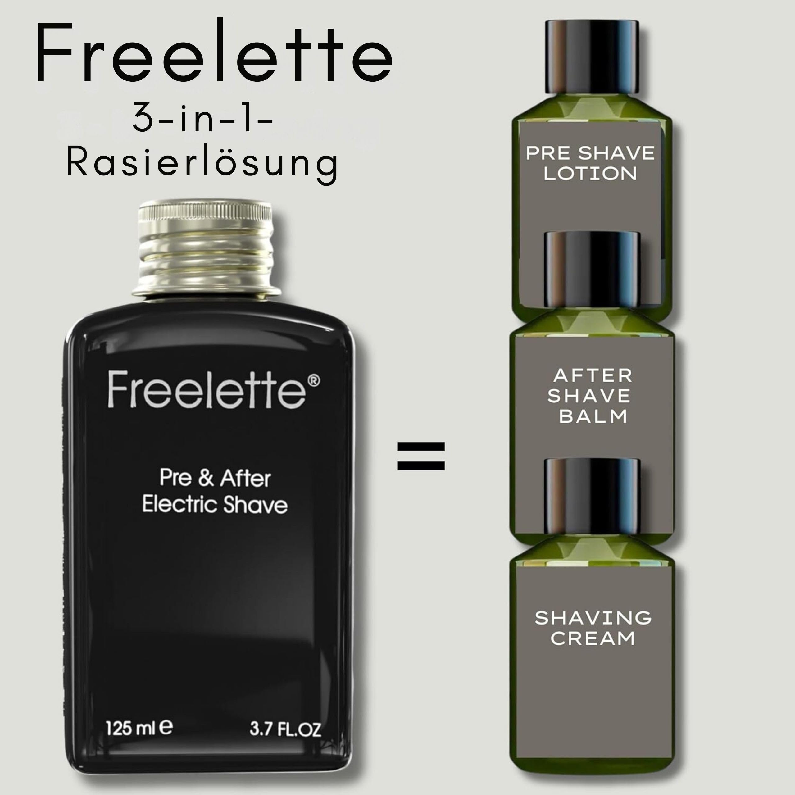 Pre Electric Shave After Shave Lotion Creme - Balsam für eine gründliche Rasur - Glatte und reizfreie Rasur - Kühlender Pre- und After-Shave Balsam. Freelette (125 ml (1er Pack), ZITRONENGRAS)