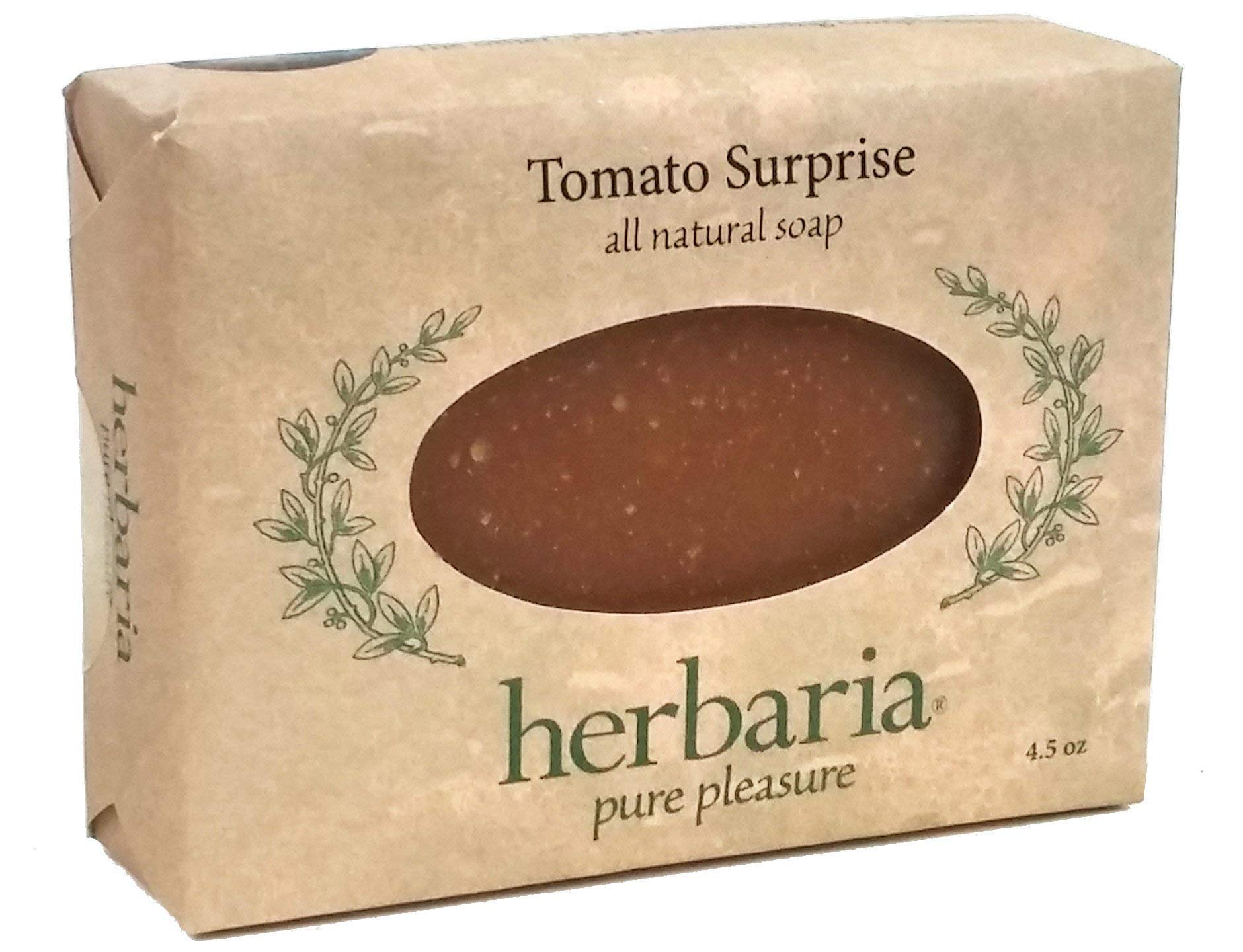 HerbariaTomato Surprise Handcrafted All-Natural Complexion Soap with Essential Oils. 4.5 oz Bar. Enjoy 60 More Skin-Friendly Varieties.