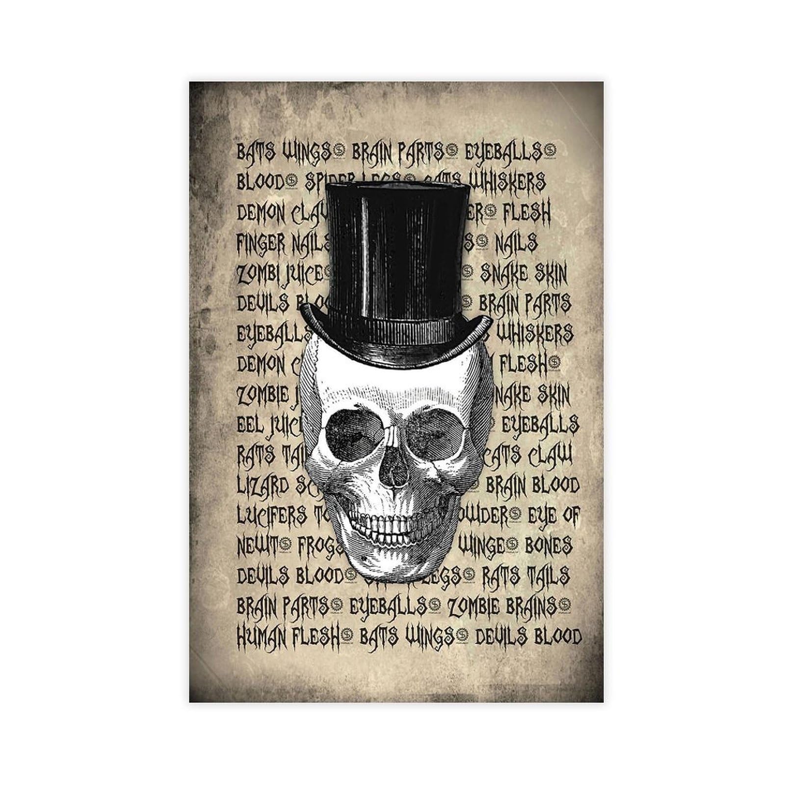 Bareronor Vintage Skull Poster Canvas Poster Bedroom Decor Landscape Office Room Decor Gift 24" L X 36" W