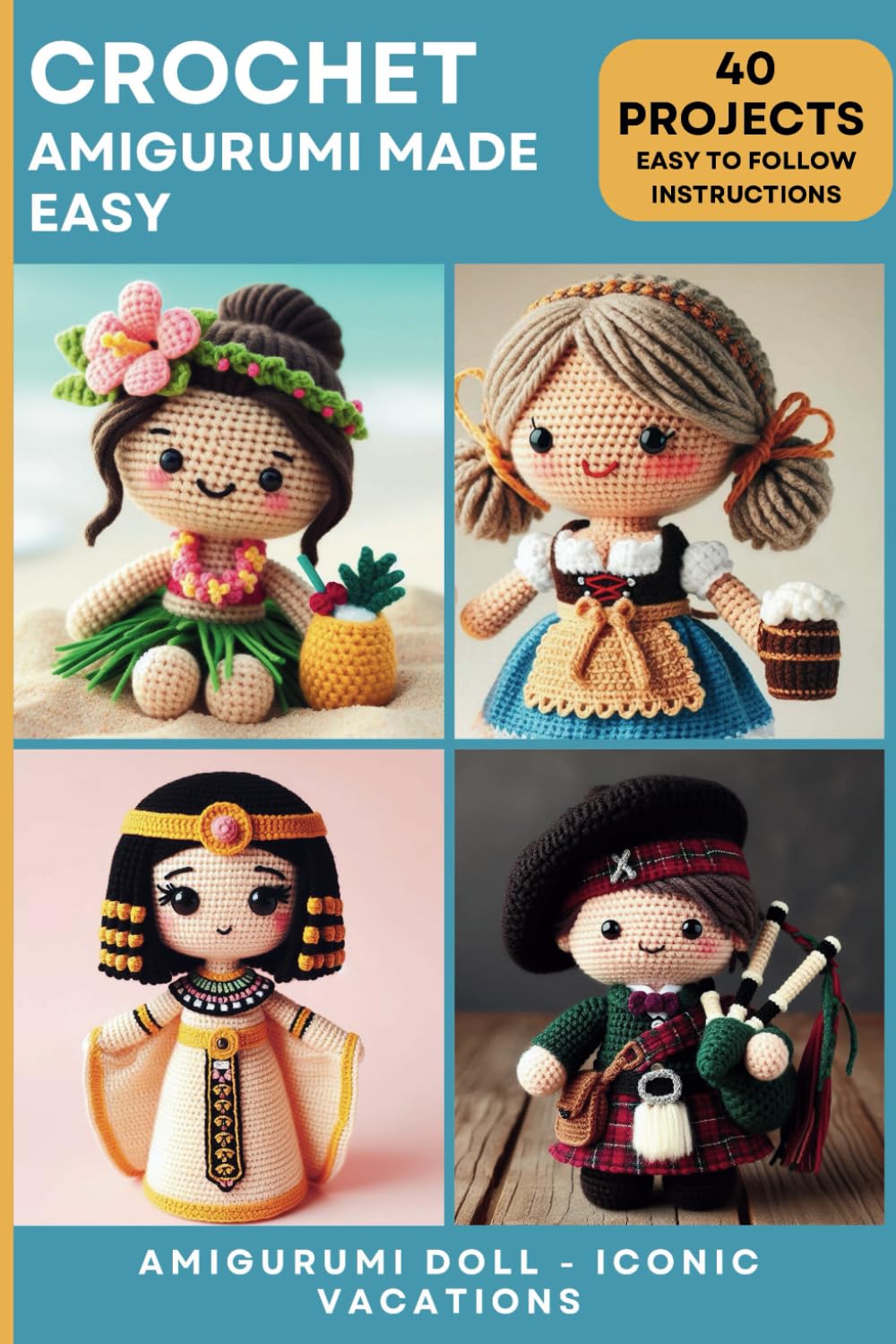 Crochet Amigurumi Doll, Iconic Vacations. ILLUSTRATED ED.: Crochet patterns for dolls, clothes and accessories inspired by 10 different cultures around the world