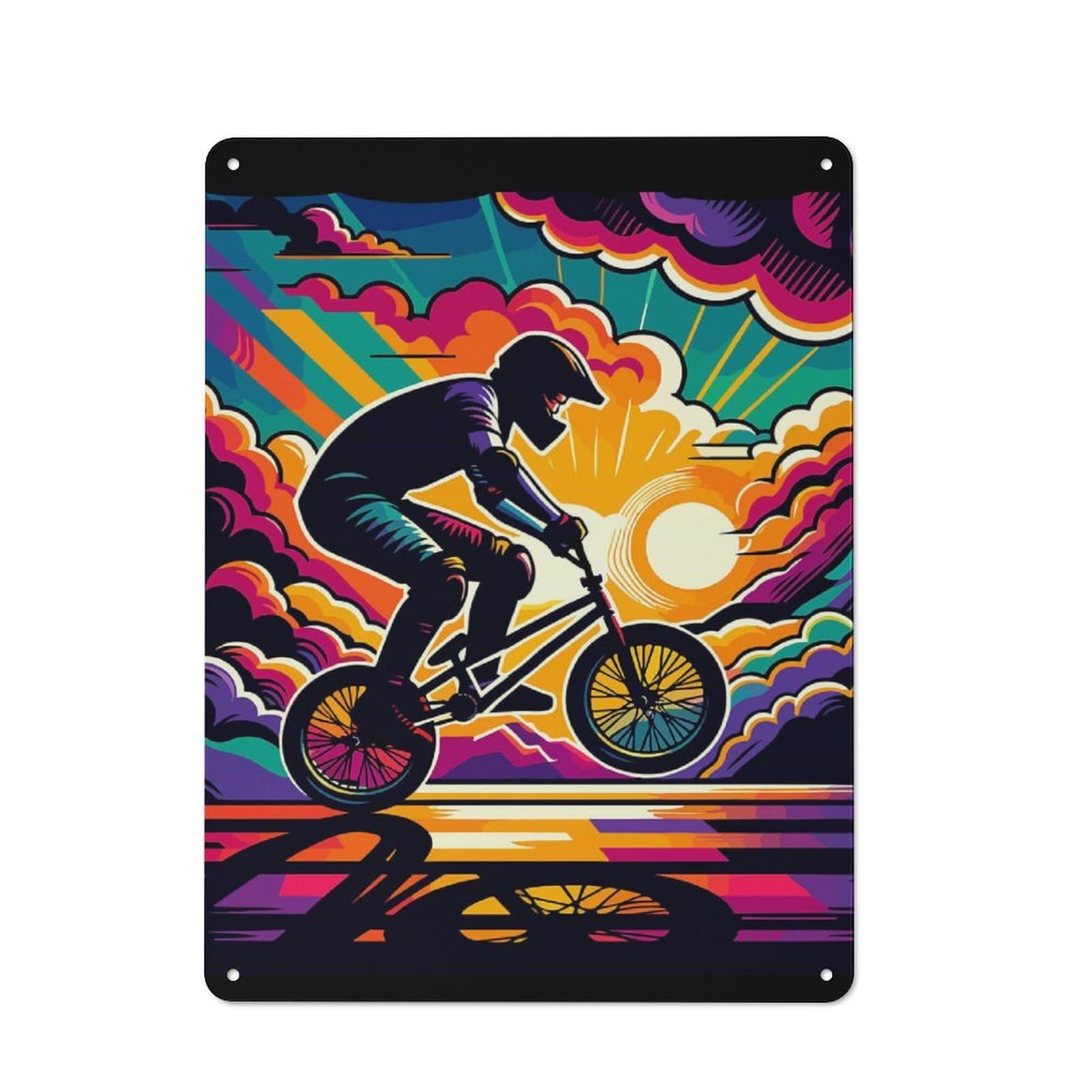 Junmoney Bmx Wpap Sunset Pop Art Classic Metal Wall Decor 40X30cm, Vintage Metal Sign For Hallway, Home Bar, Garage Or Study