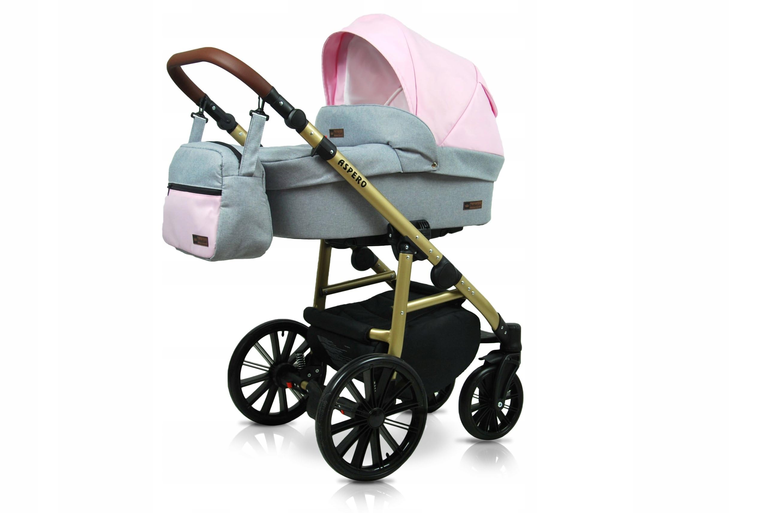 BabyLux® Wózek dziecięcy kompletny zestaw 4 w 1 - Aspero - w tym gondola dla niemowląt, wędka, fotelik samochodowy, podstawa ISOFIX - system kombinowany dla niemowląt, z torbą do przewijania itp.