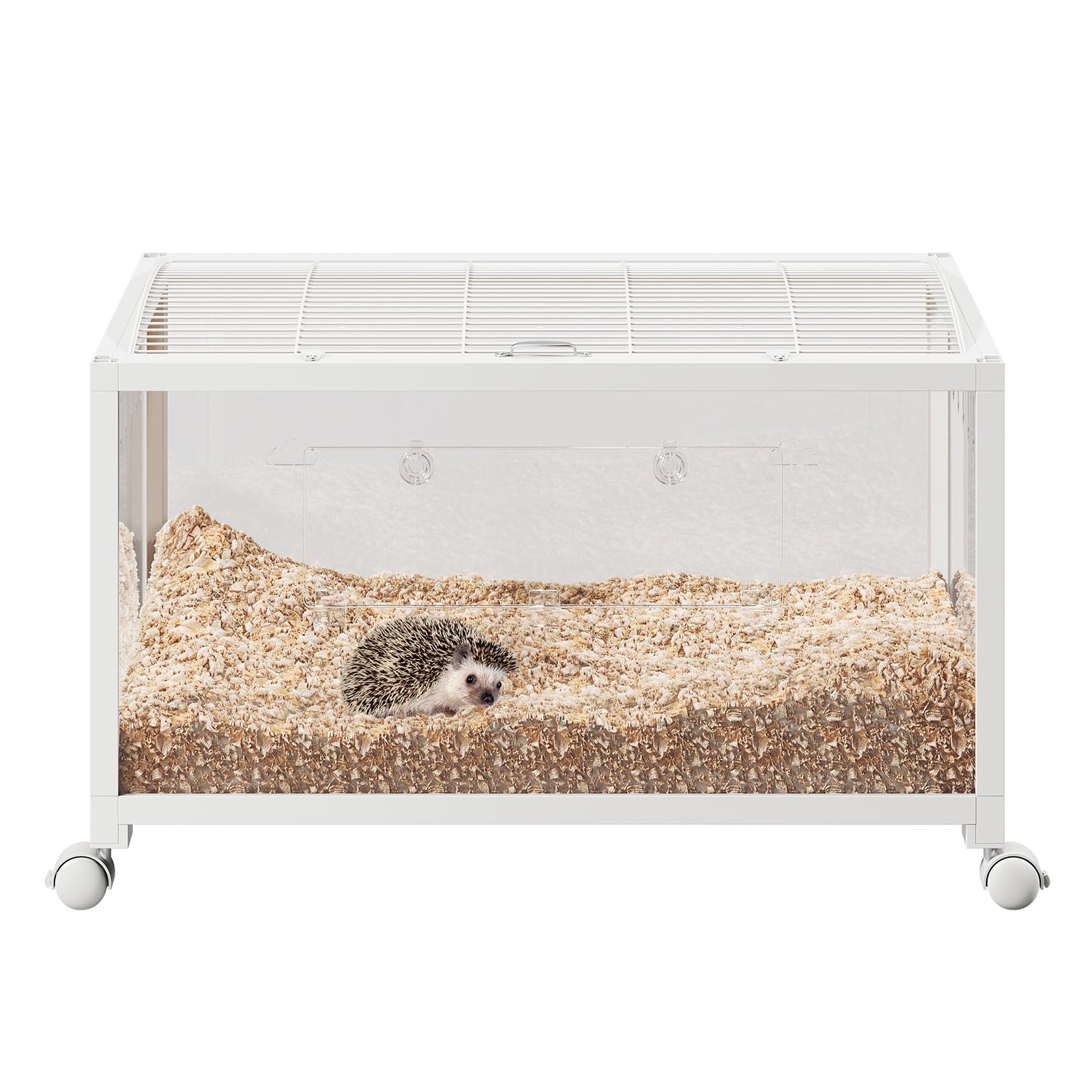 Gabbia per criceti, 96 x 47 x 50 cm, gabbia in metallo con porta d'ingresso, 96 x 47 x 50 cm, habitat roditori trasparente di vista panoramica a 360°, per criceto siriano nano