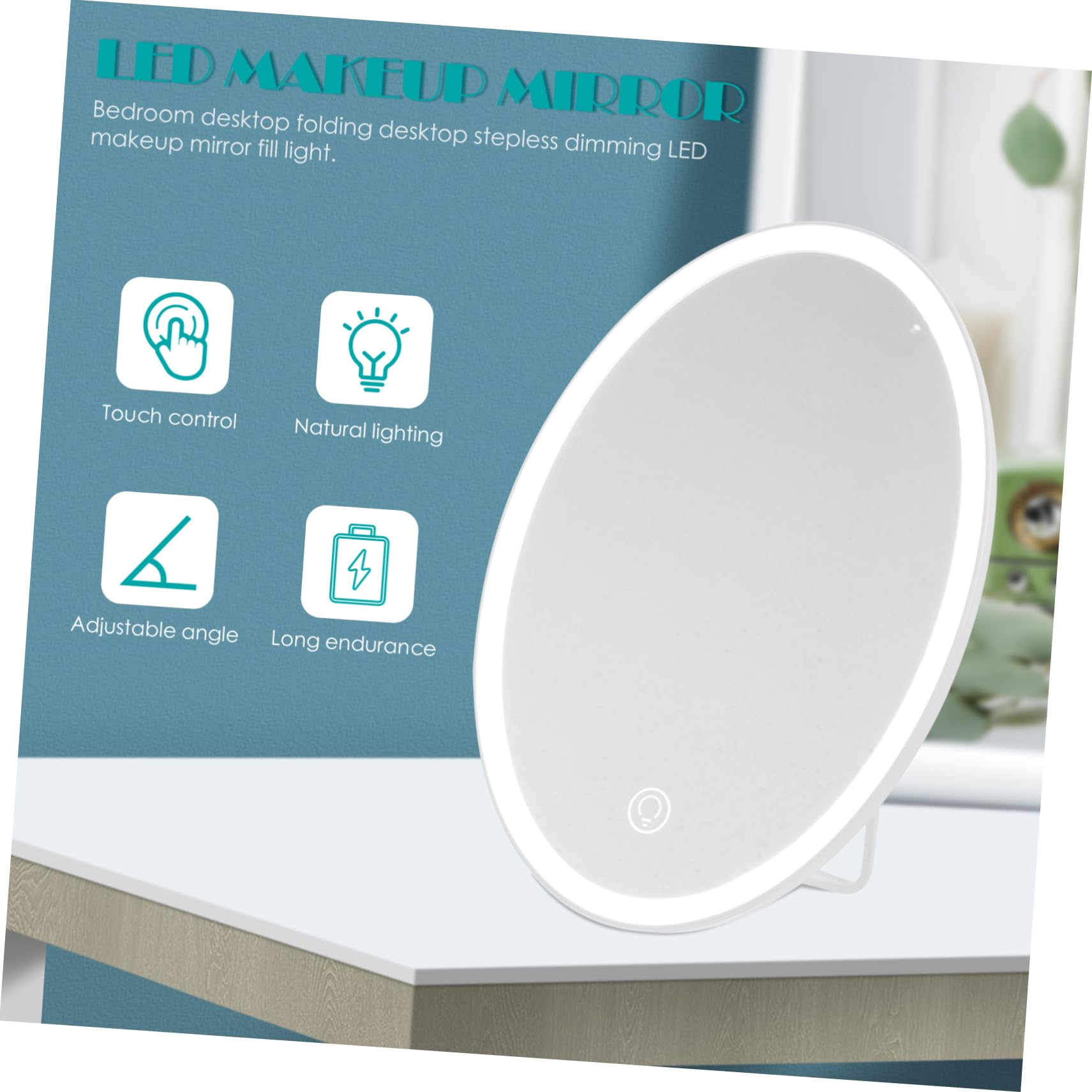 Baluue LED Kosmetikspiegel 1200 Mah mit Kunststoff für Tägliches Make Up