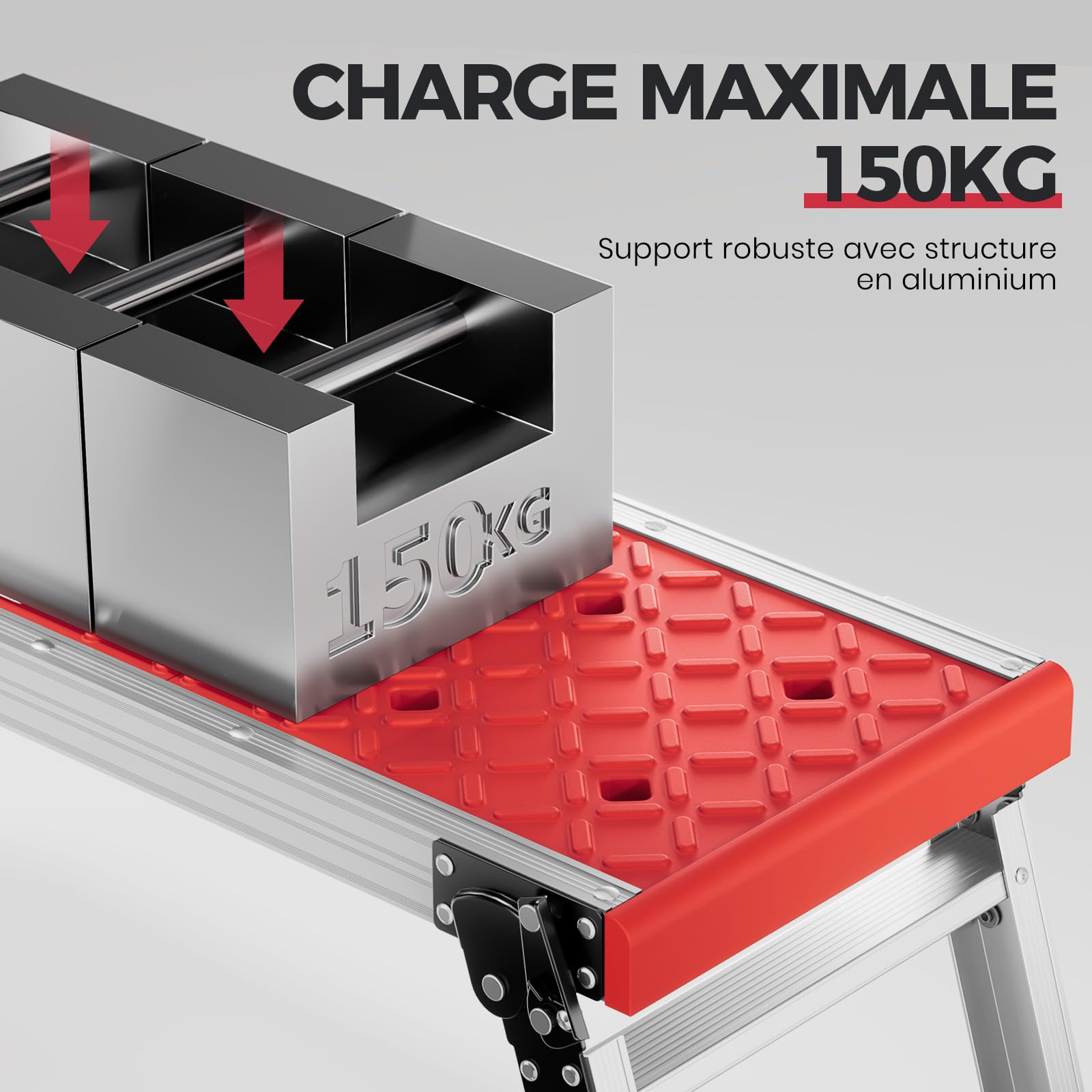 Kingrack Marchepied à 2 marches, marchepied Double Face en Aluminium, échelle Pliable avec Pieds antidérapants, escabeau léger avec Plateforme Large, Multifonction, 150 kg (1 Step Advanced)